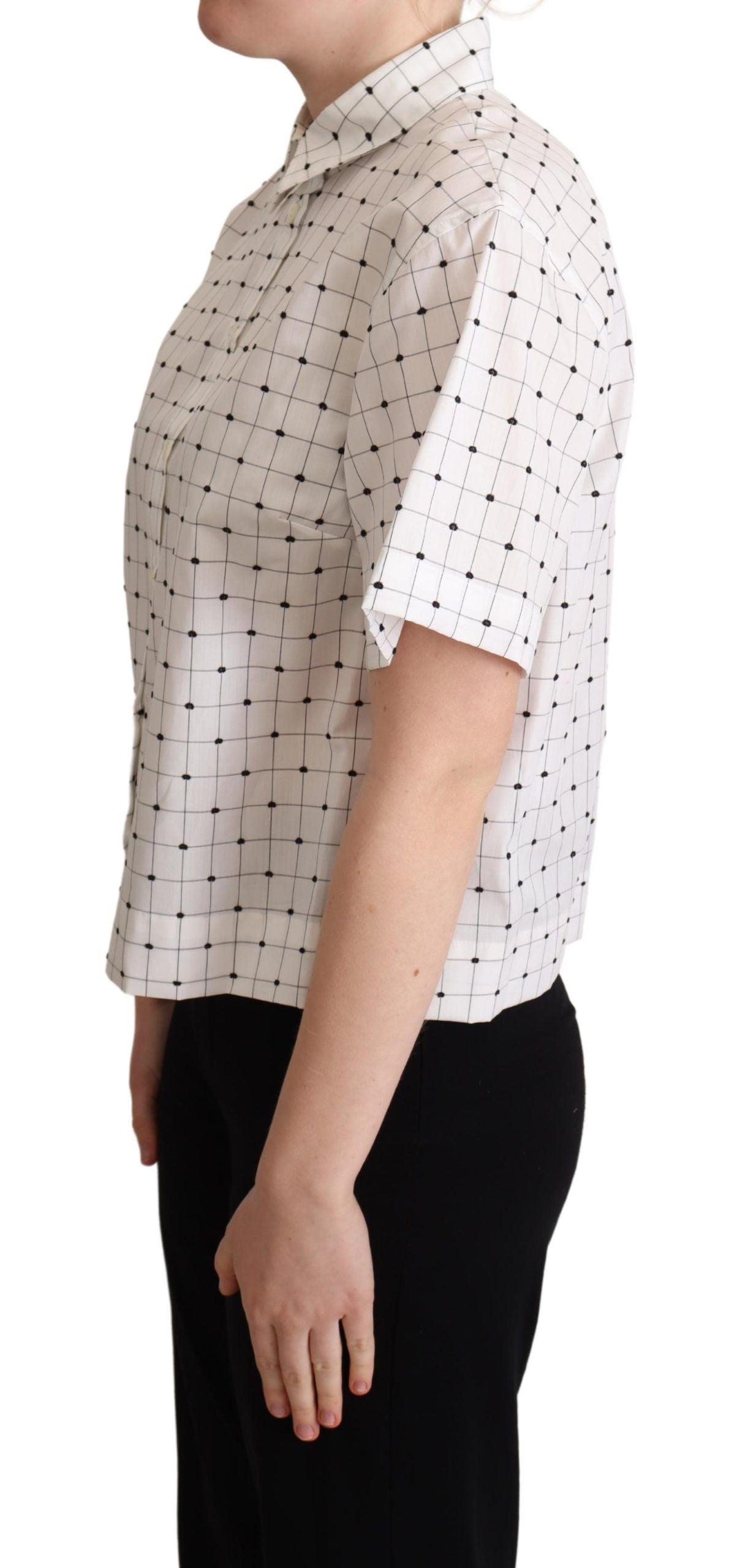 Dolce &amp; Gabbana White polka dot shirt with cotton collar
