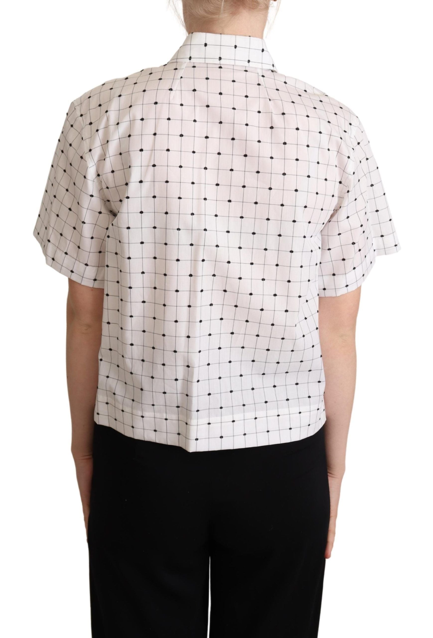 Dolce &amp; Gabbana White polka dot shirt with cotton collar
