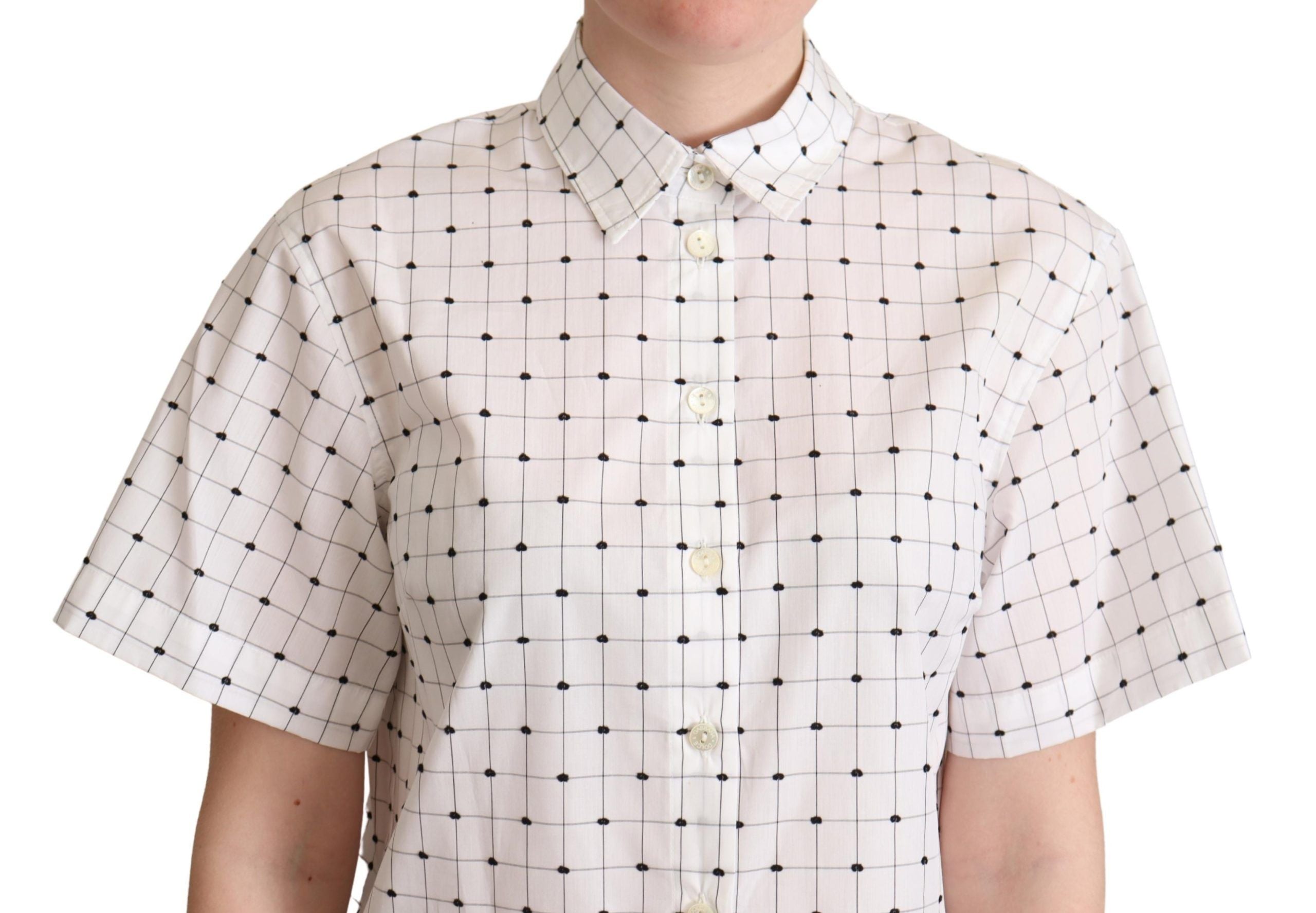 Dolce &amp; Gabbana White polka dot shirt with cotton collar