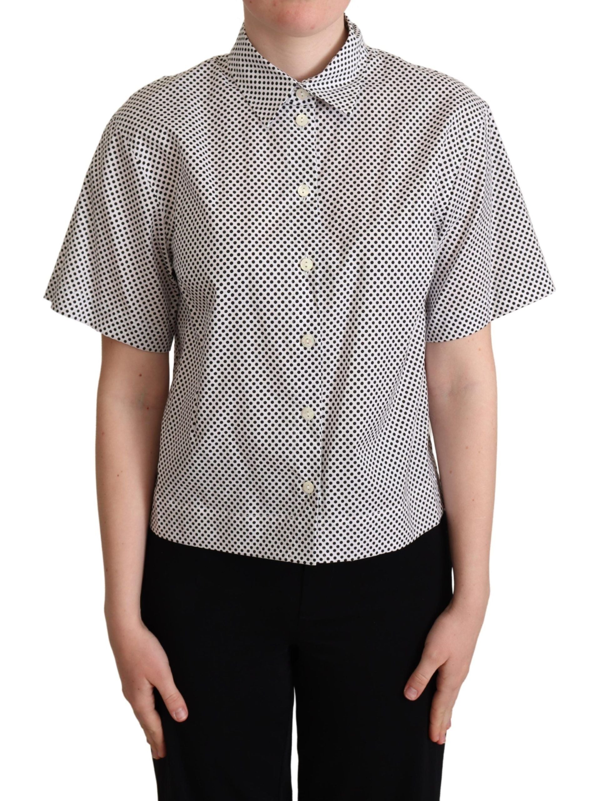 Dolce &amp; Gabbana Black Polka Dot Collar Shirt White