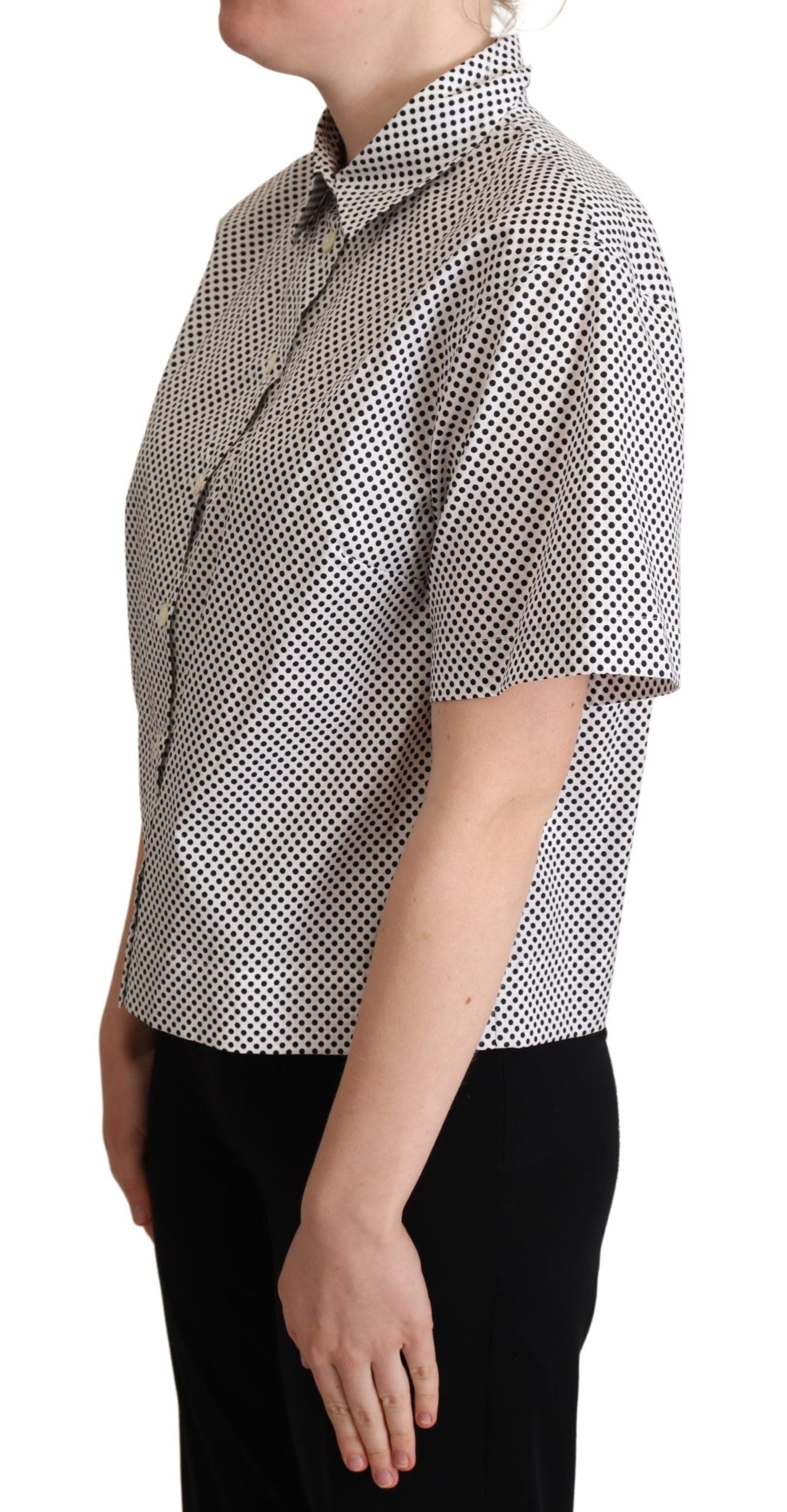 Dolce &amp; Gabbana Black Polka Dot Collar Shirt White