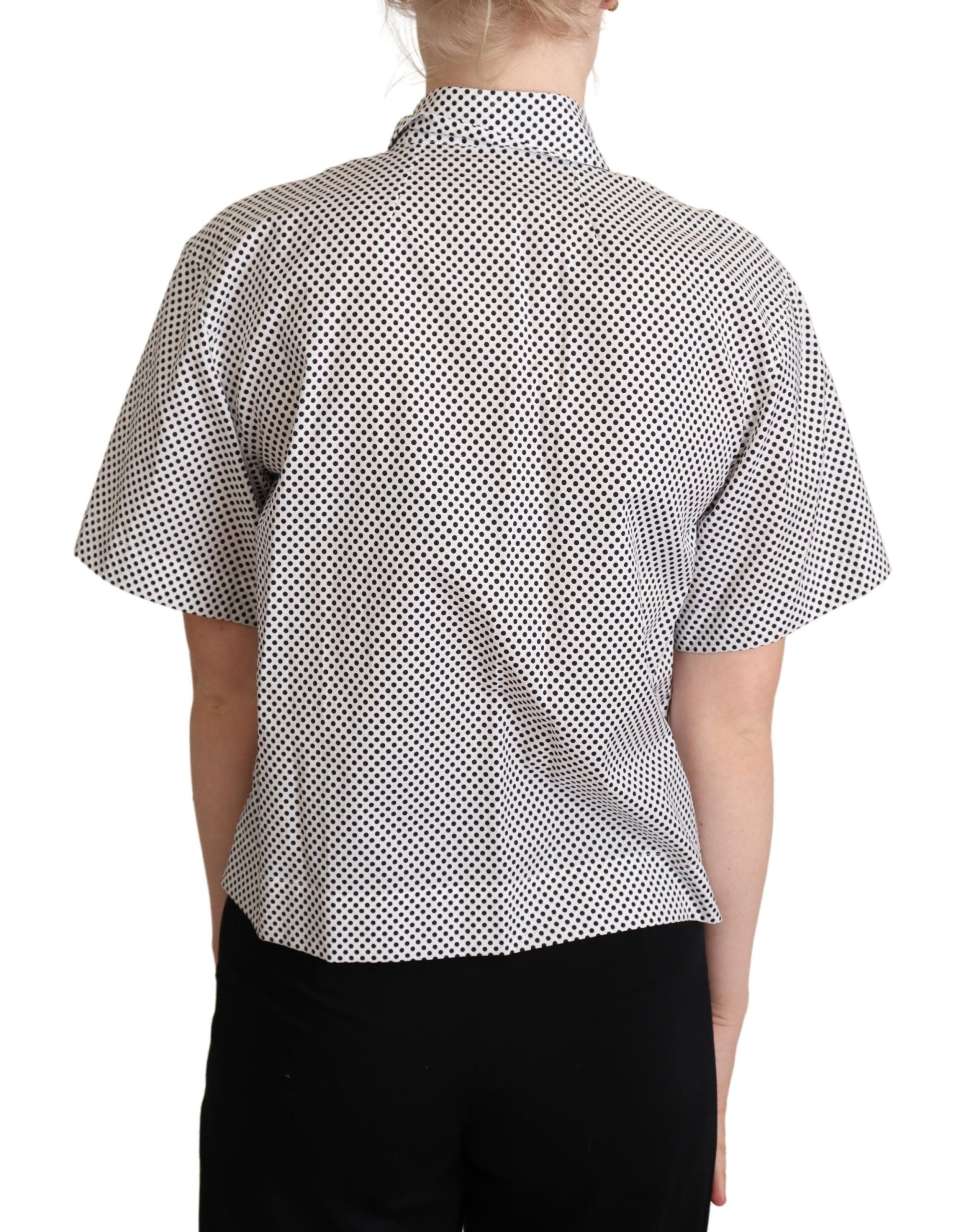 Dolce &amp; Gabbana Black Polka Dot Collar Shirt White
