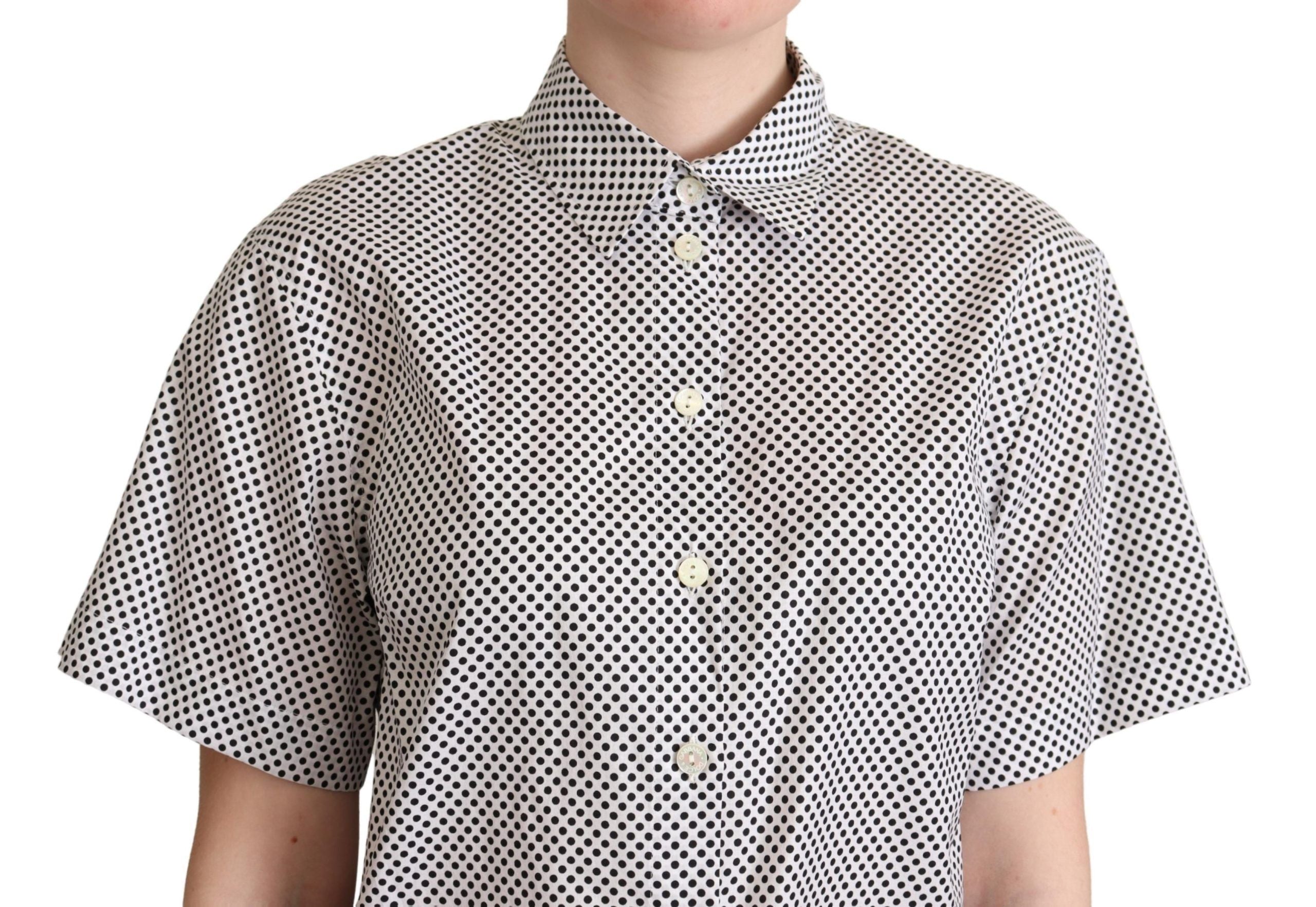Dolce &amp; Gabbana Black Polka Dot Collar Shirt White