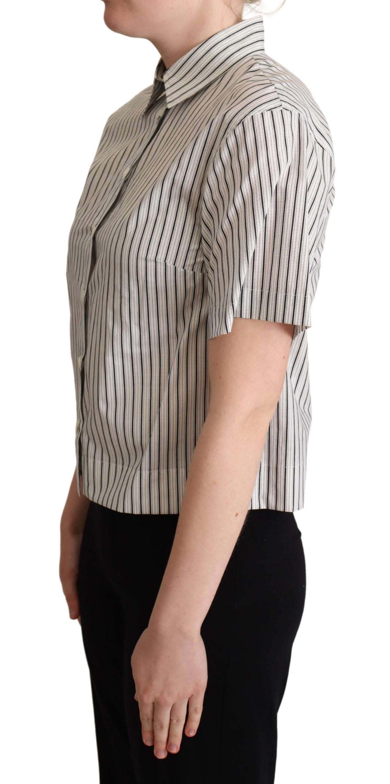 Dolce &amp; Gabbana White Black Striped Collar Shirt