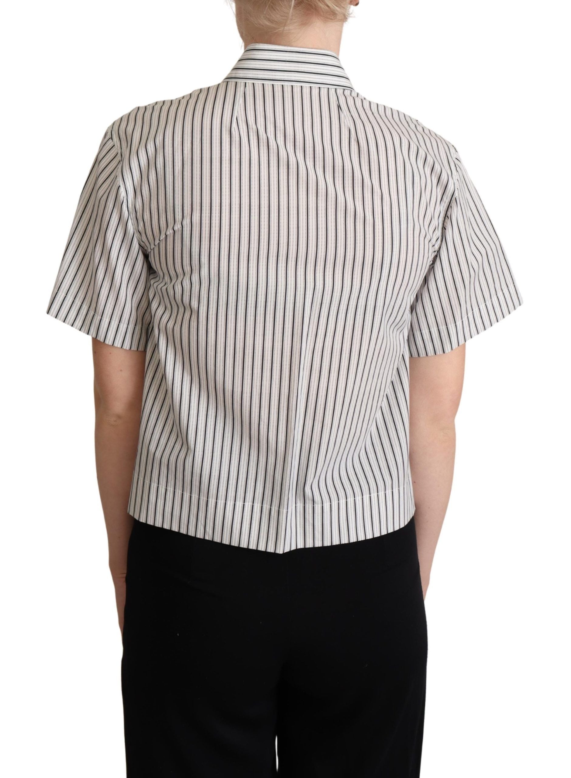 Dolce &amp; Gabbana White Black Striped Collar Shirt