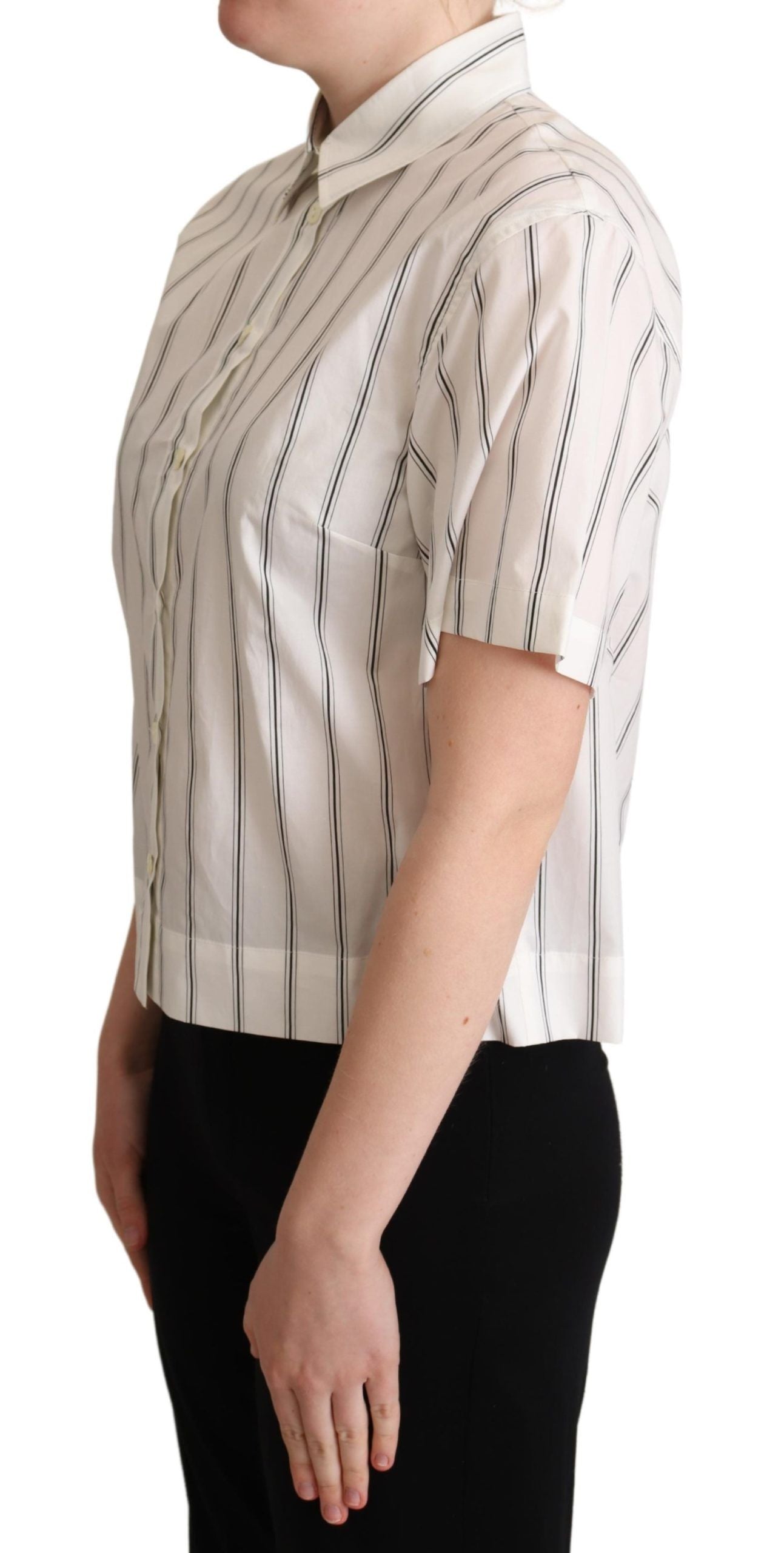Dolce &amp; Gabbana white and black striped collared shirt