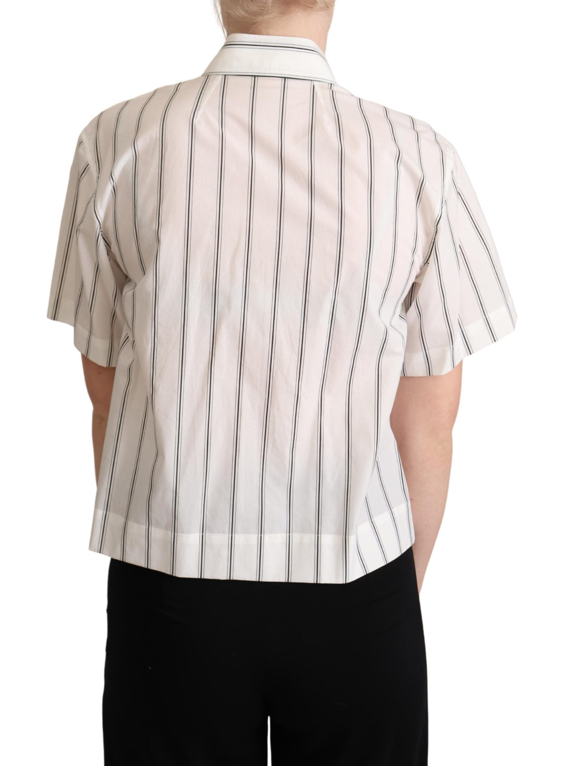 Dolce &amp; Gabbana white and black striped collared shirt