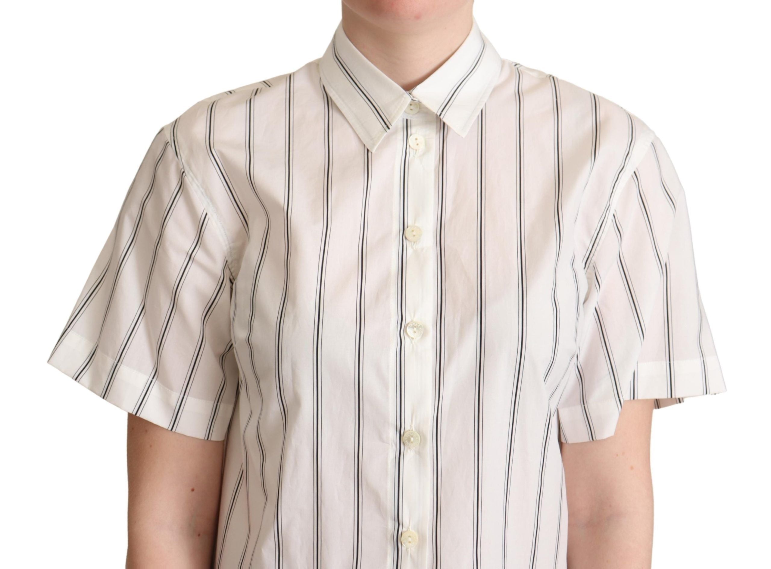 Dolce &amp; Gabbana white and black striped collared shirt