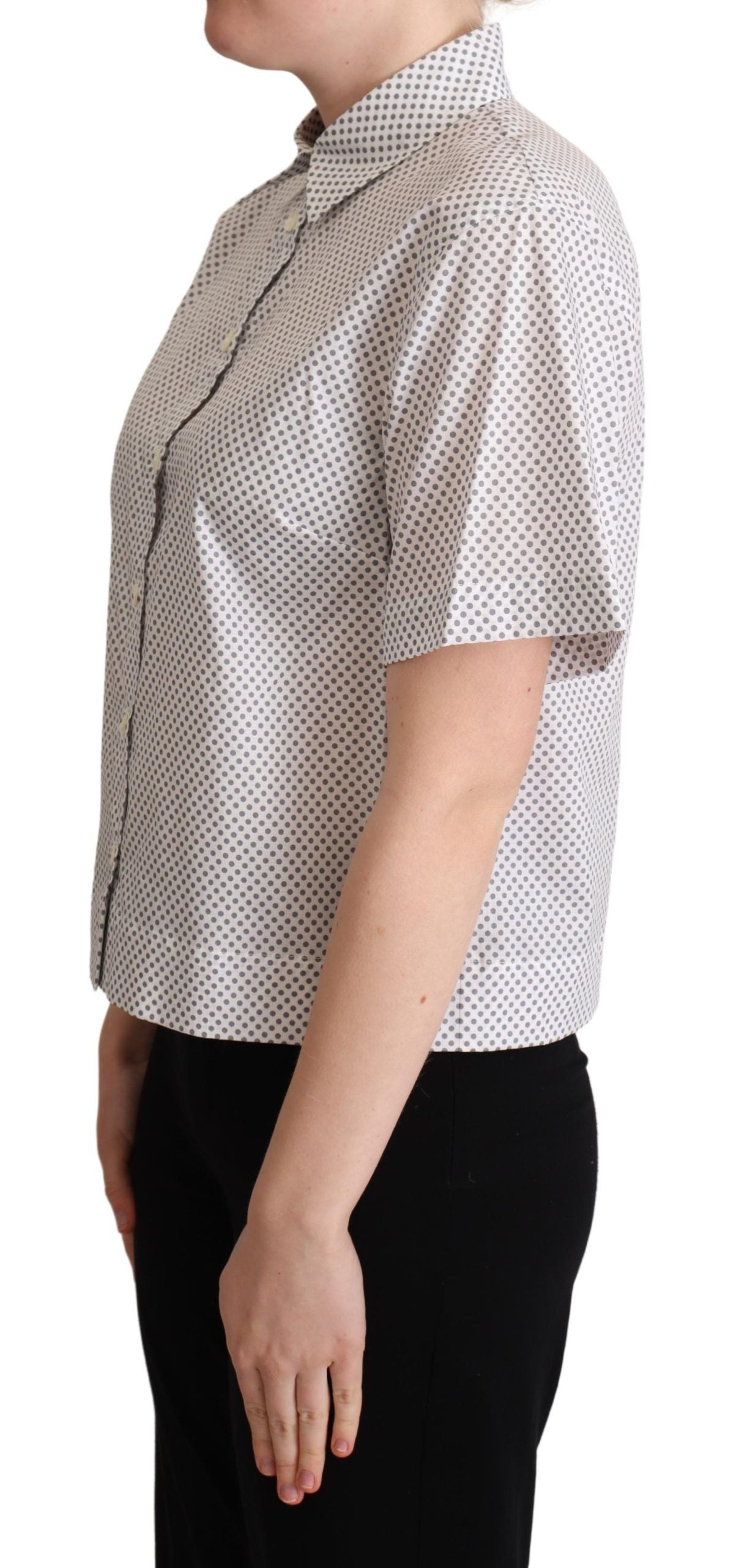 Dolce &amp; Gabbana White Grey Polka Dots Button-Down Shirt