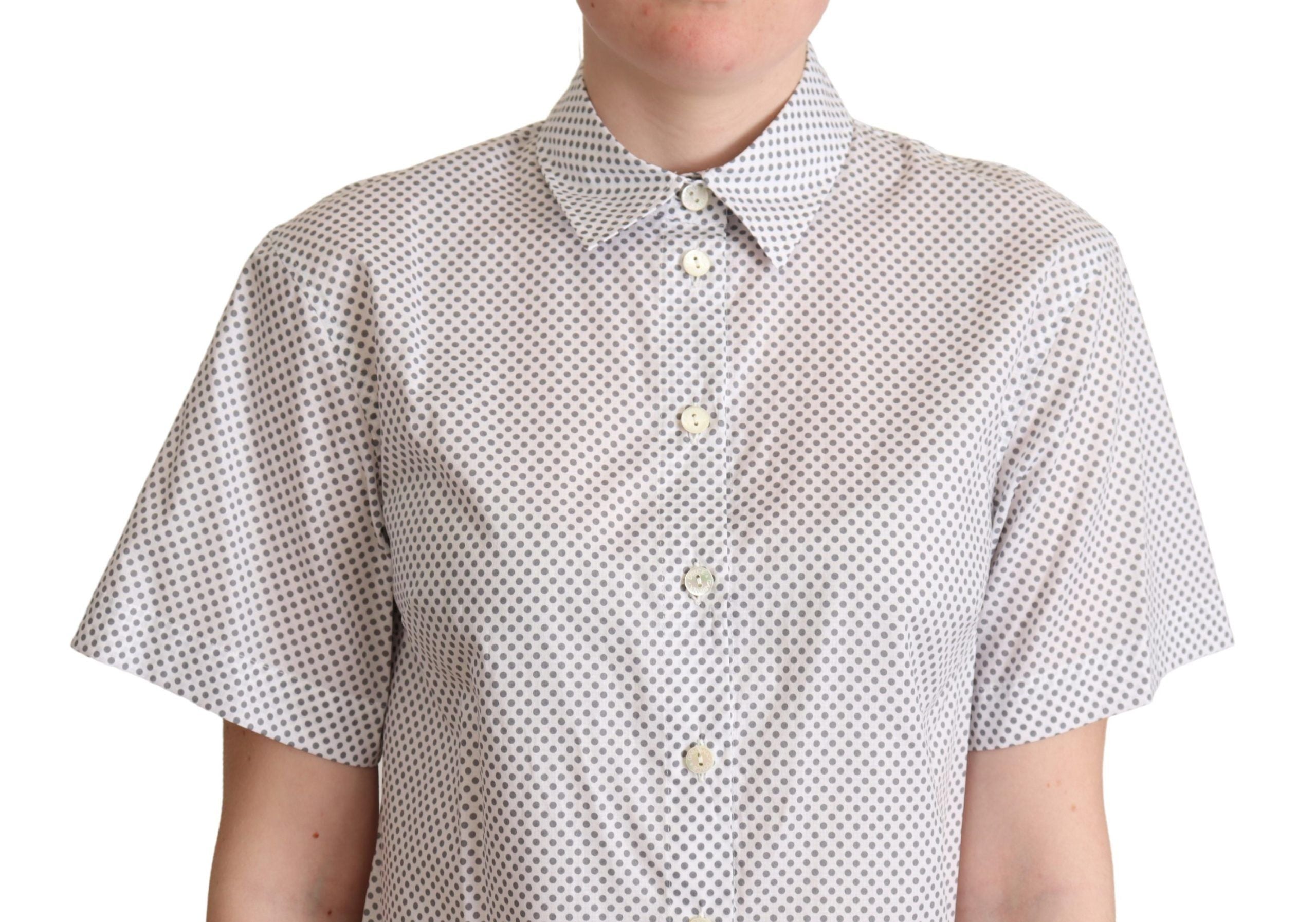 Dolce &amp; Gabbana White Grey Polka Dots Button-Down Shirt