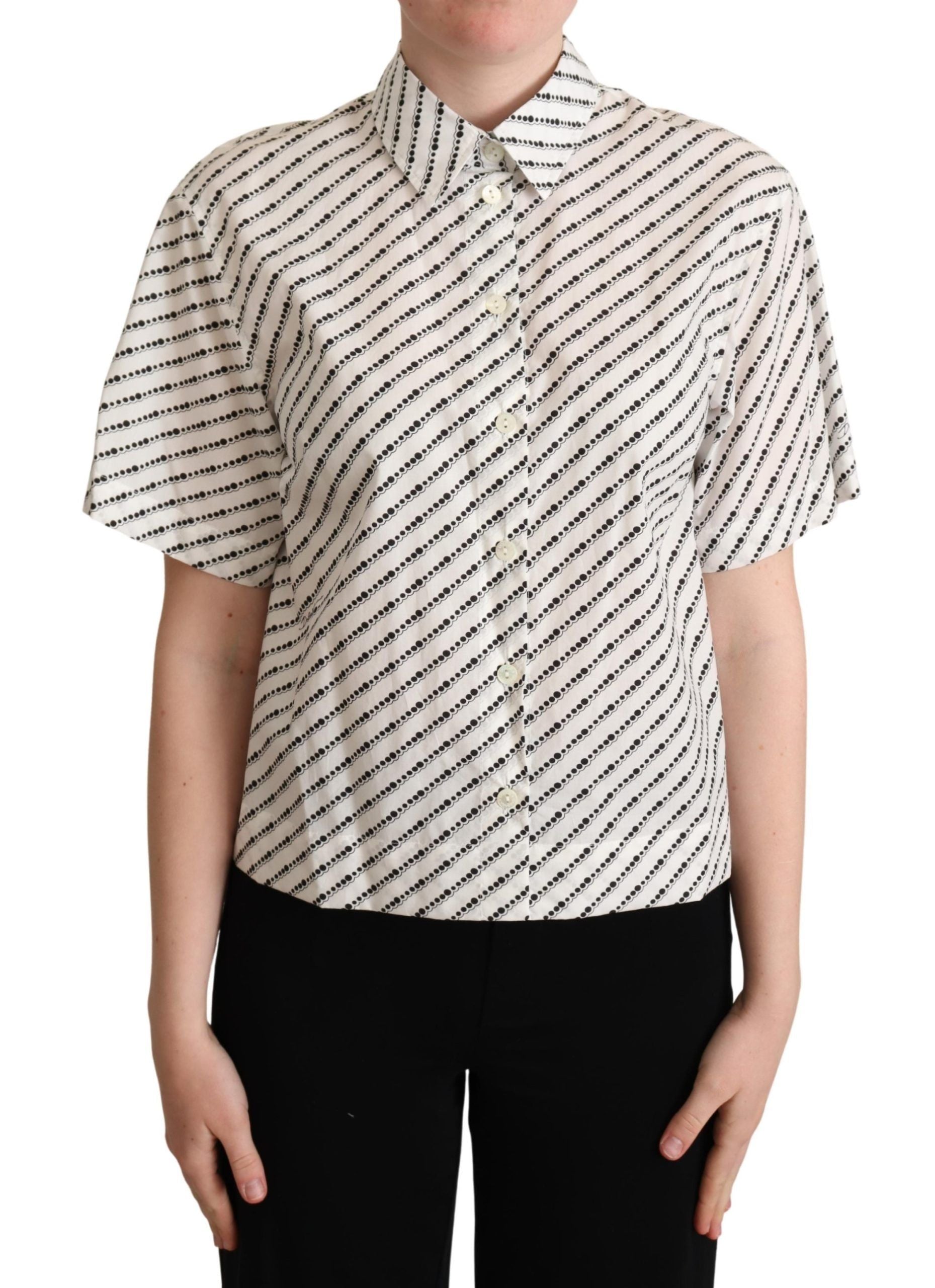 Dolce &amp; Gabbana white polka dot collar shirt
