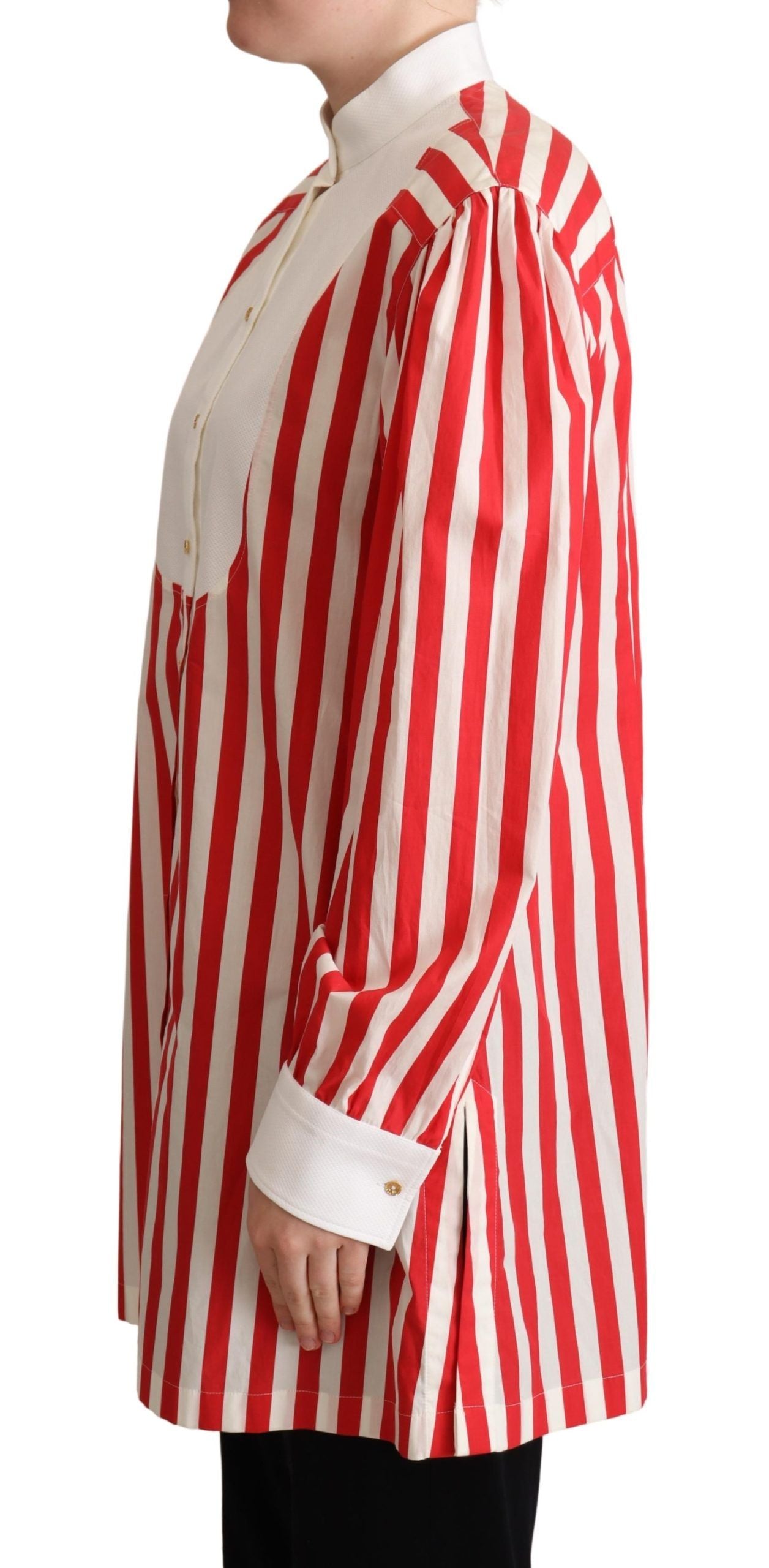Dolce &amp; Gabbana Red White Striped Long Sleeve Formal Shirt