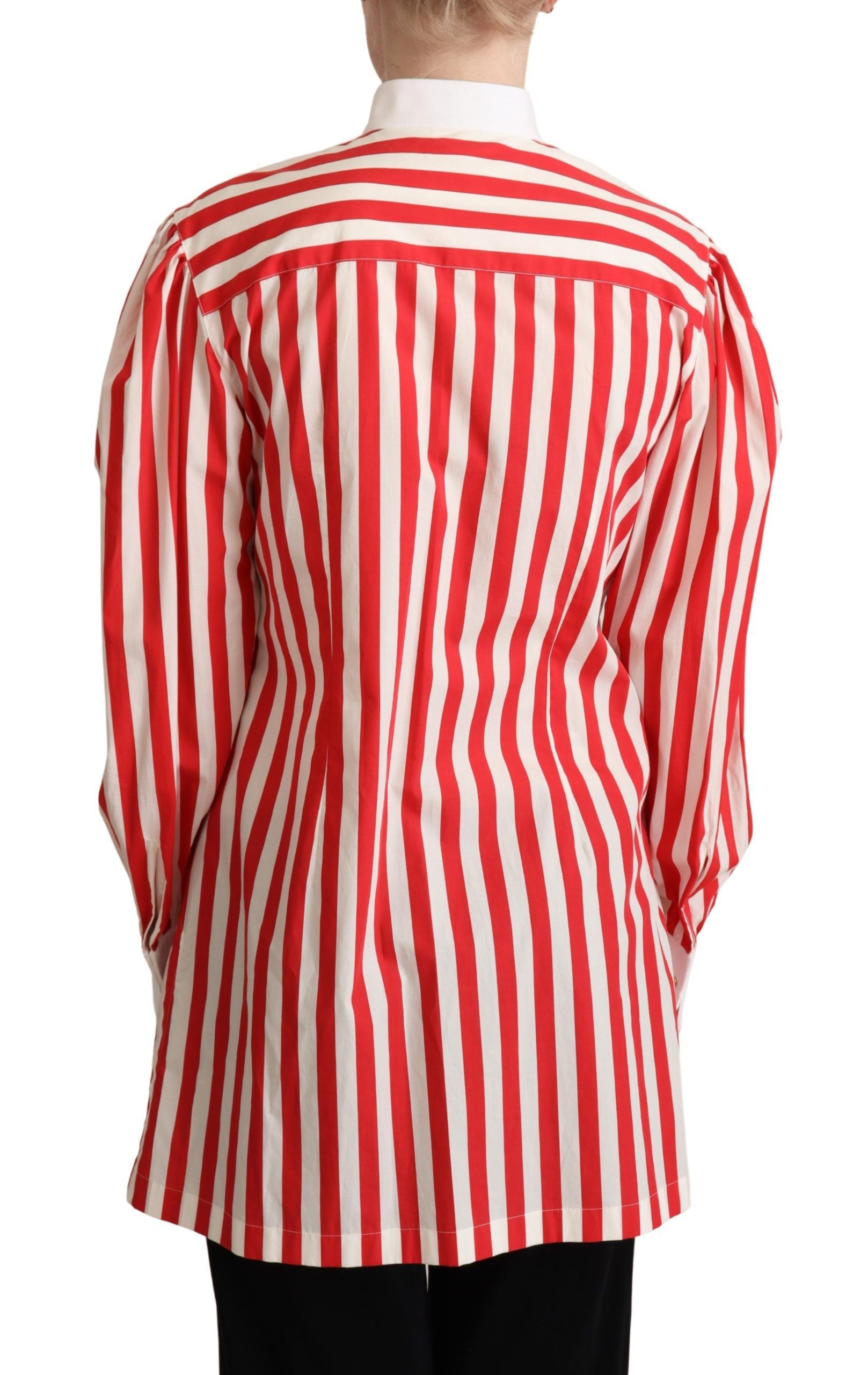 Dolce &amp; Gabbana Red White Striped Long Sleeve Formal Shirt