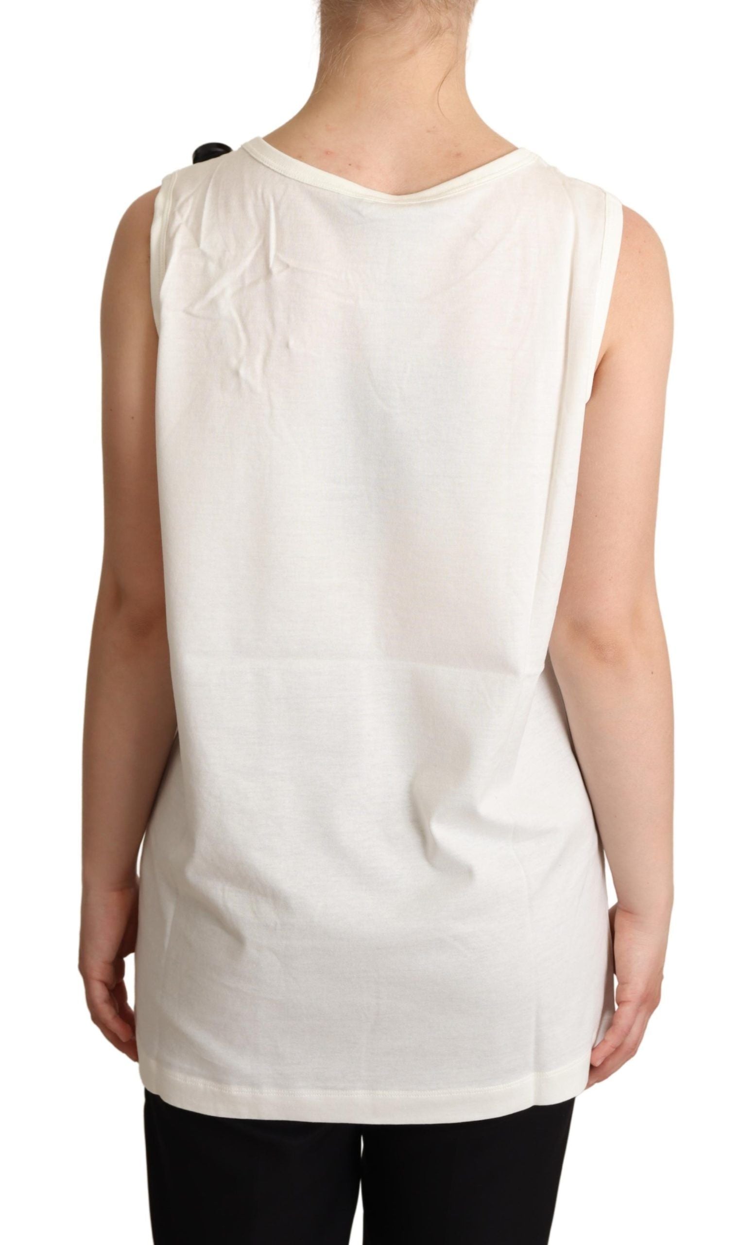 Dolce & Gabbana Weißes T-Shirt mit Blumendruck und Verzierungen für den Hund