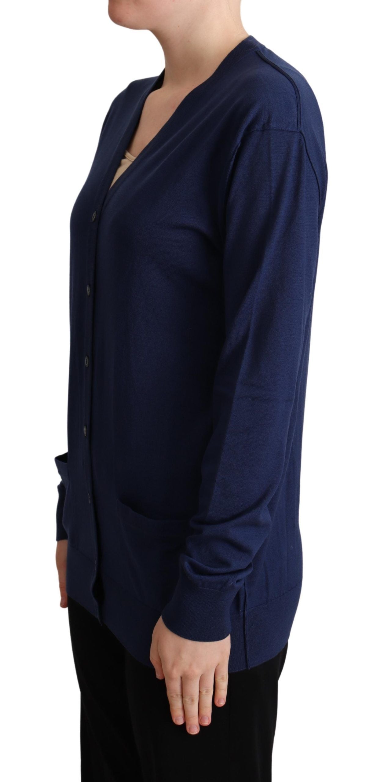 Dolce &amp; Gabbana blue virgin wool button-front cardigan