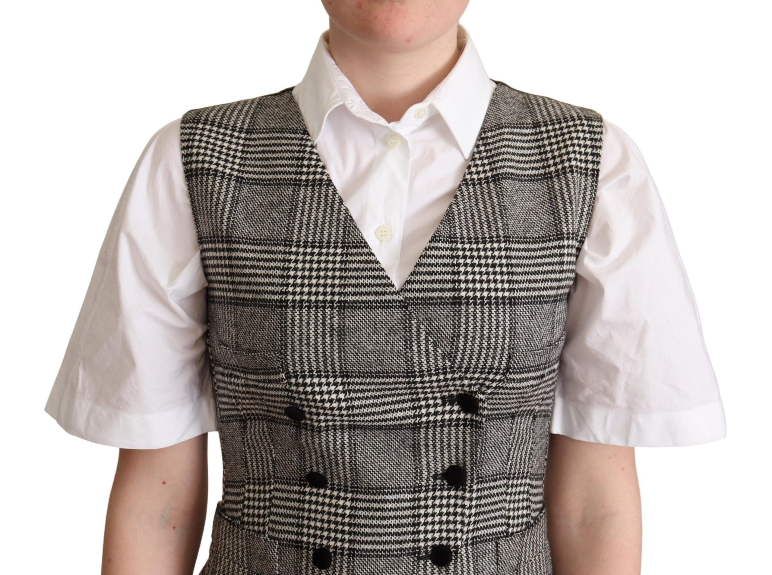 Dolce &amp; Gabbana grey checked sleeveless vest