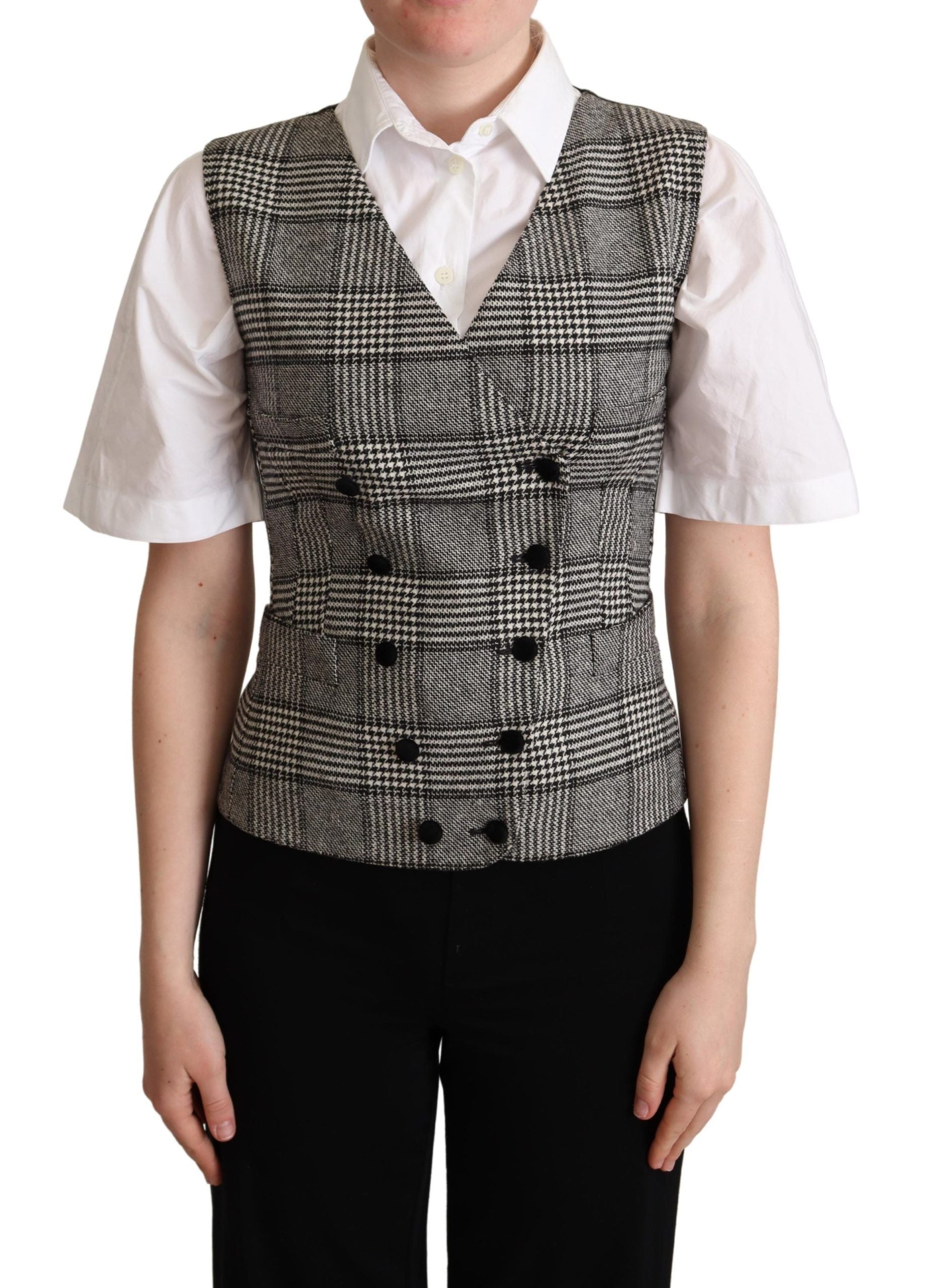 Dolce &amp; Gabbana grey checked sleeveless vest