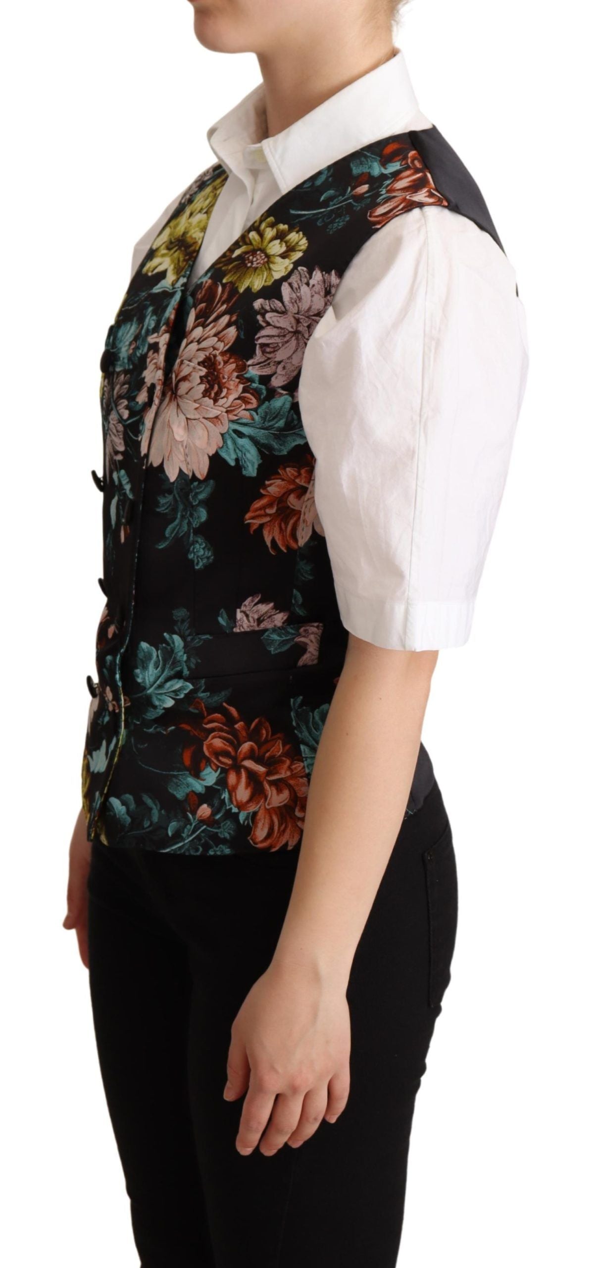 Dolce &amp; Gabbana Black Jacquard Floral Vest