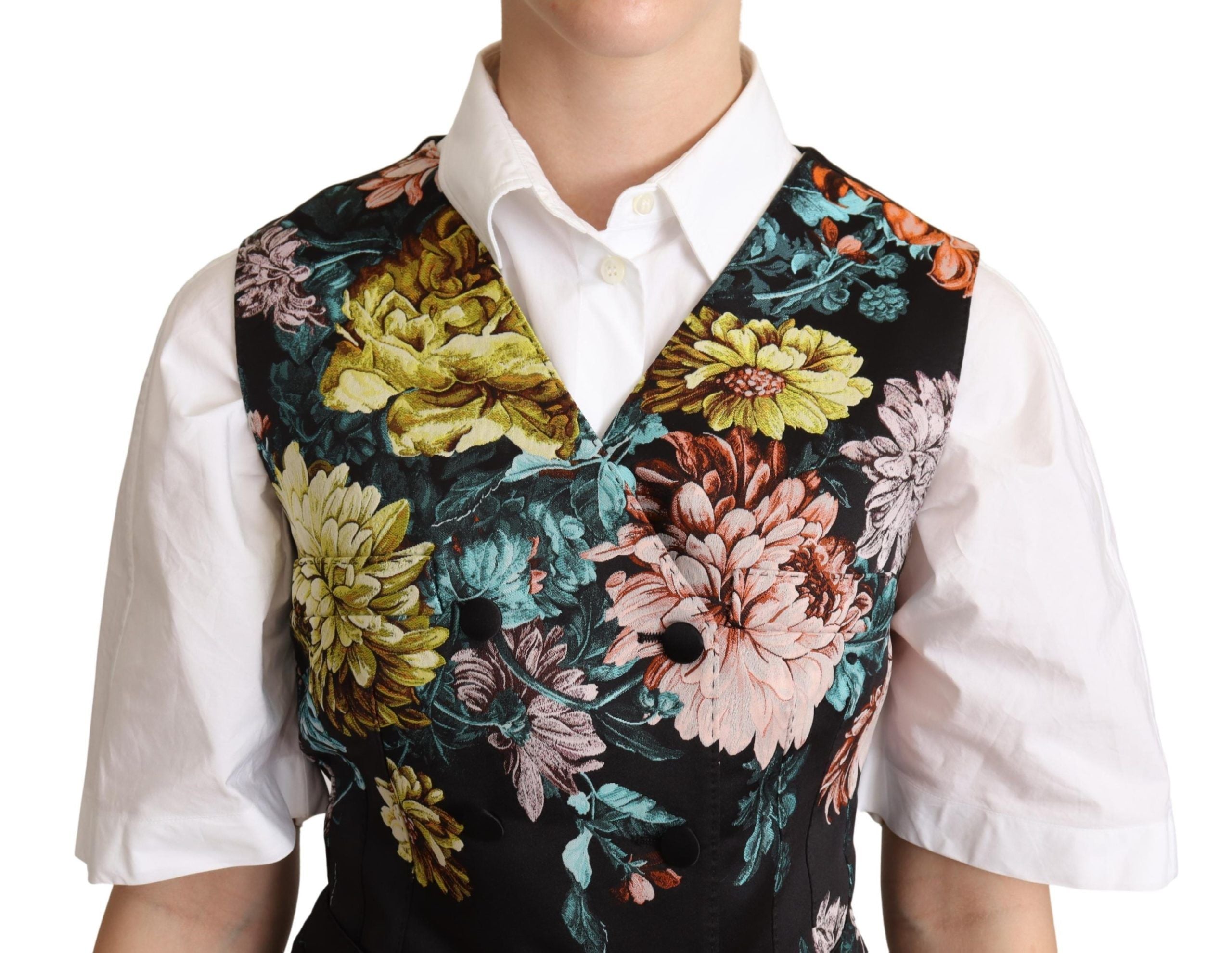 Dolce &amp; Gabbana Black Jacquard Floral Vest