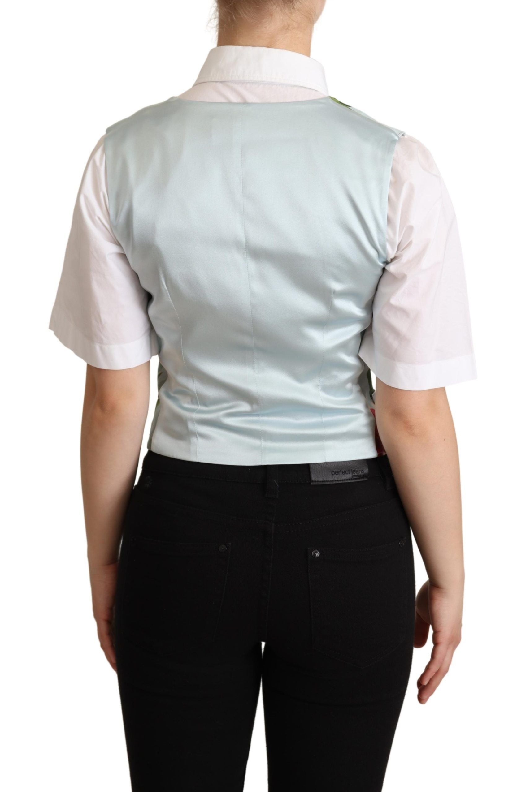 Dolce &amp; Gabbana Mint green floral silk vest