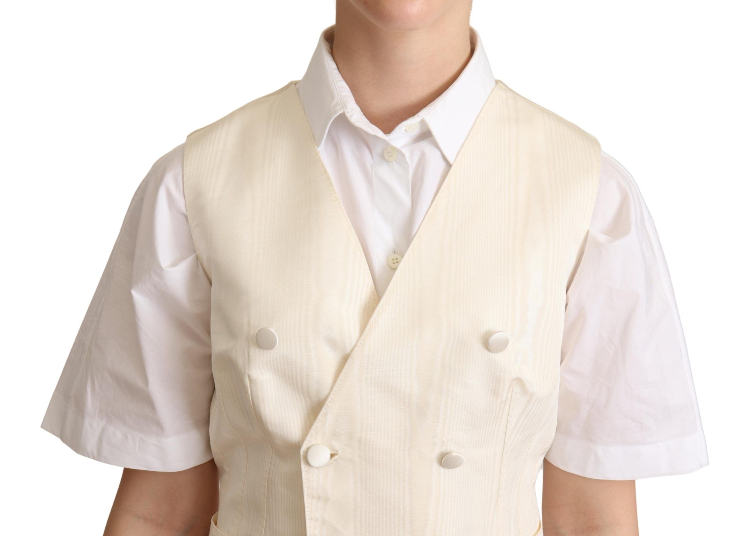 Dolce &amp; Gabbana beige silk vest sleeveless vest