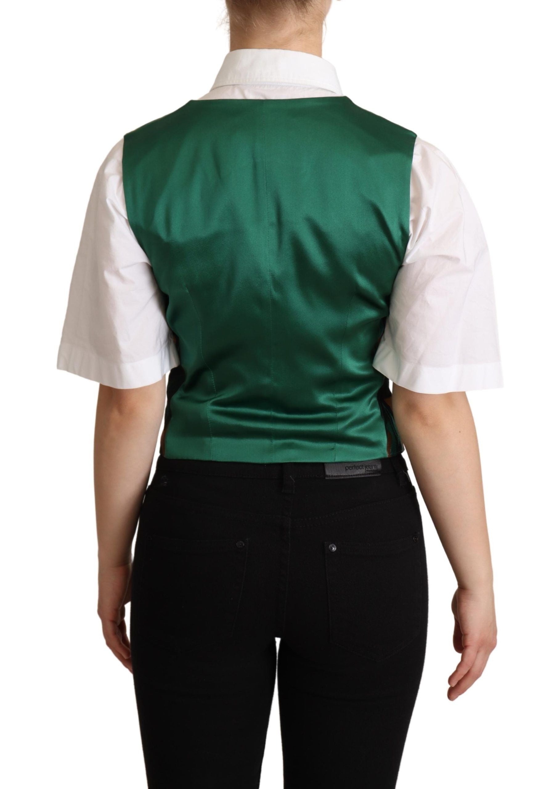 Dolce &amp; Gabbana Elegant green vest with leaf print