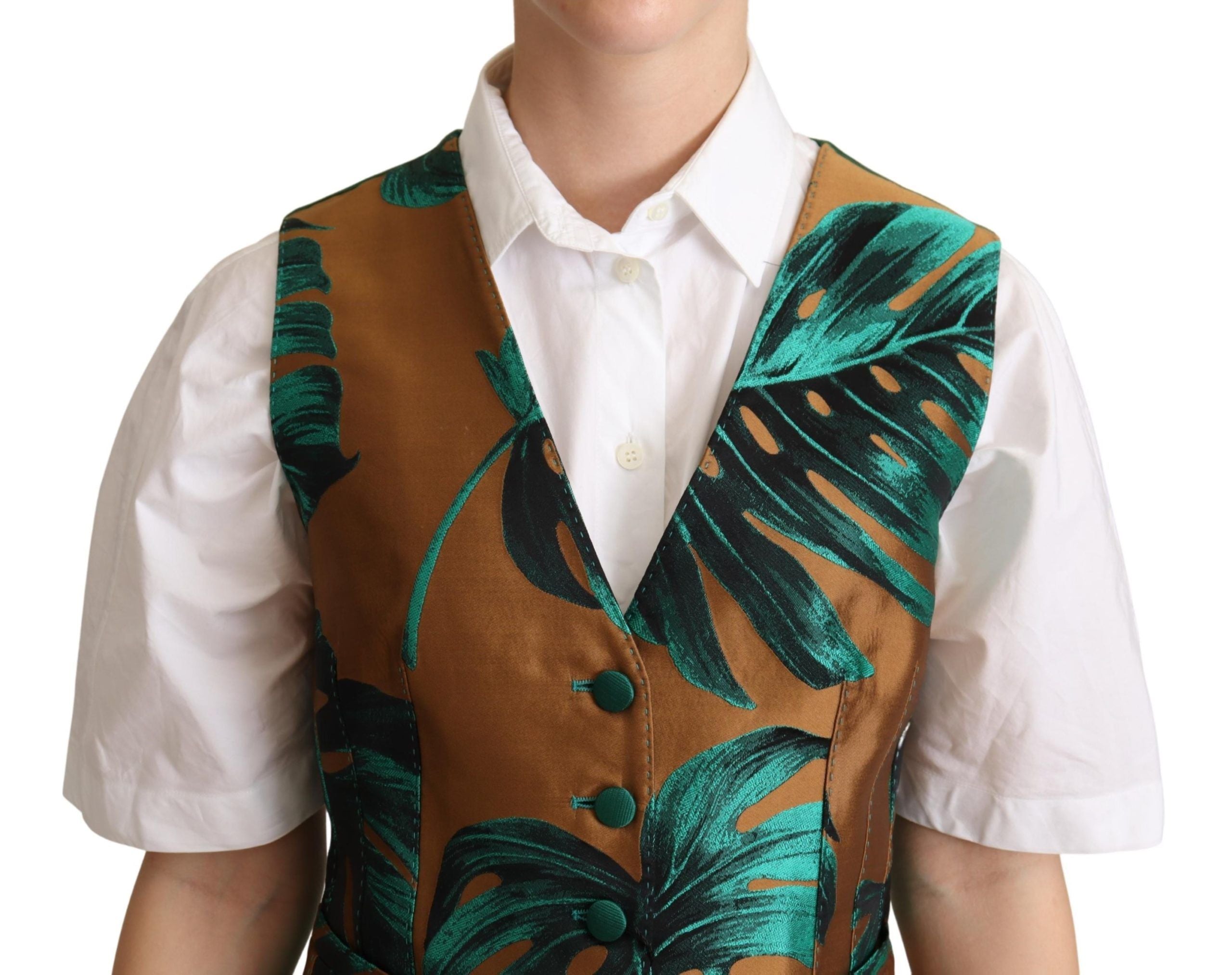 Dolce &amp; Gabbana Elegant green vest with leaf print