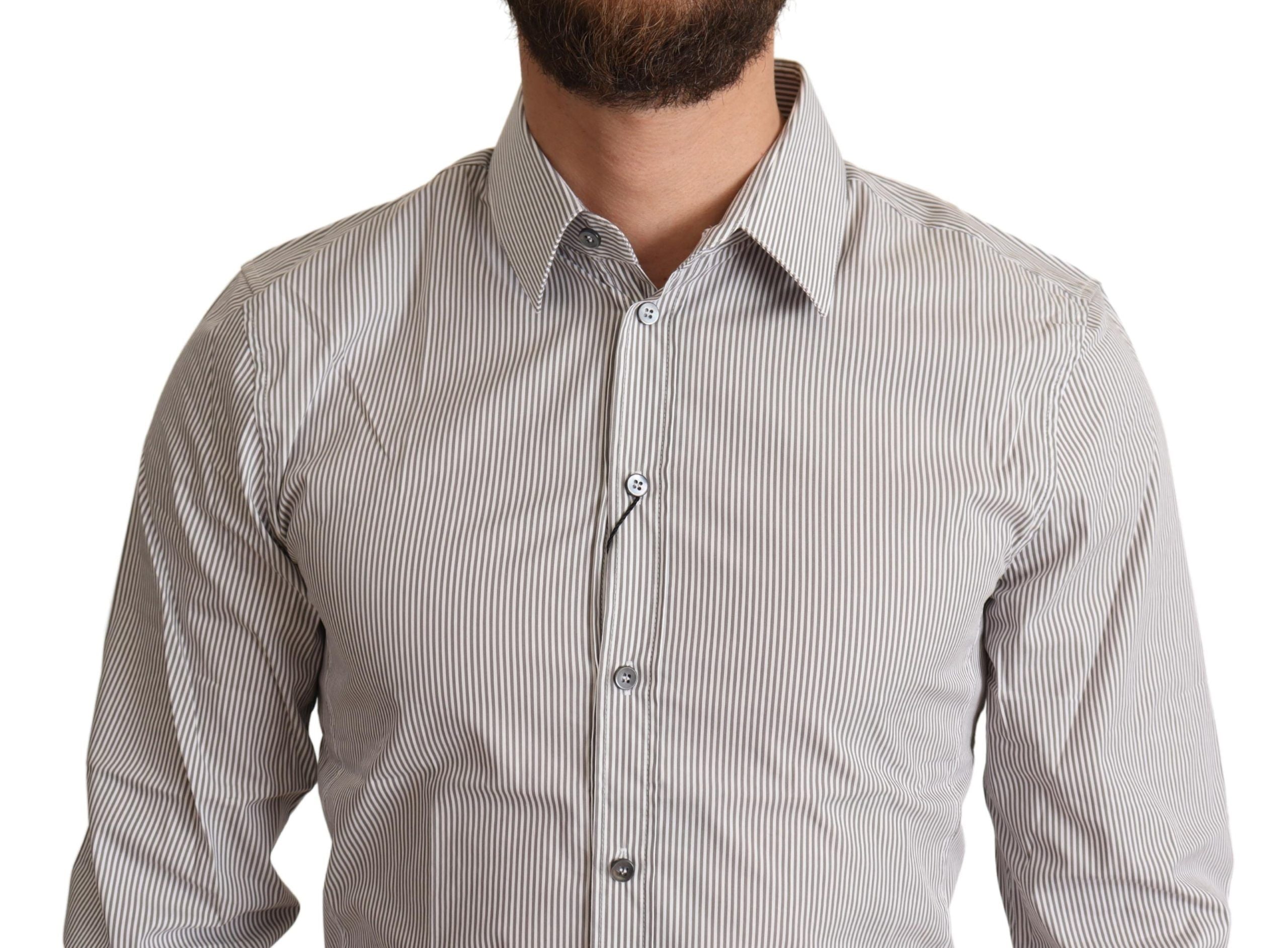 Dolce &amp; Gabbana Grey Slim Fit Men's Shirt SICILY made of Cotton