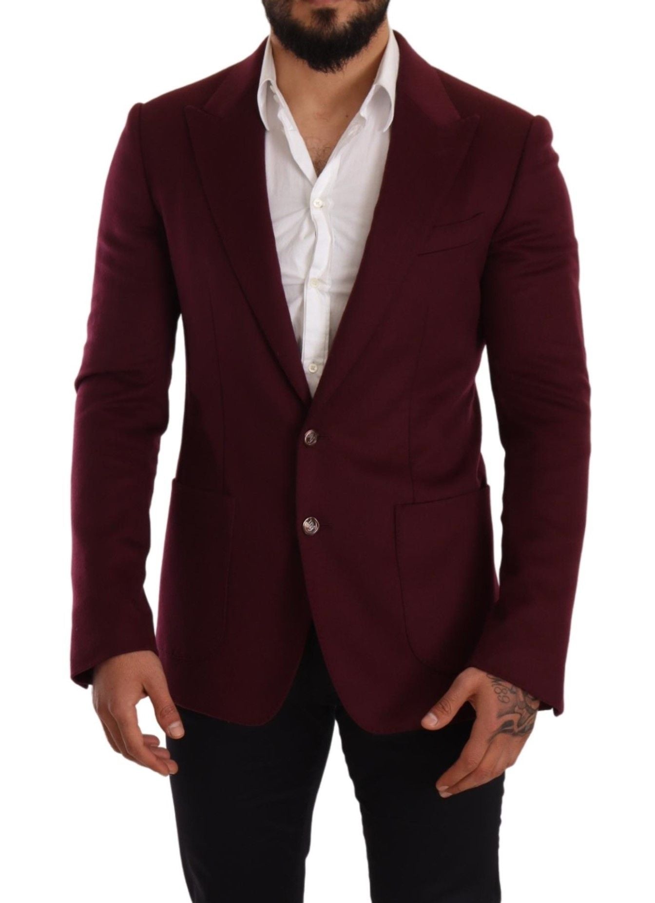 Dolce & Gabbana Kastanienbrauner Kaschmirmantel Slim Fit Jacke Blazer