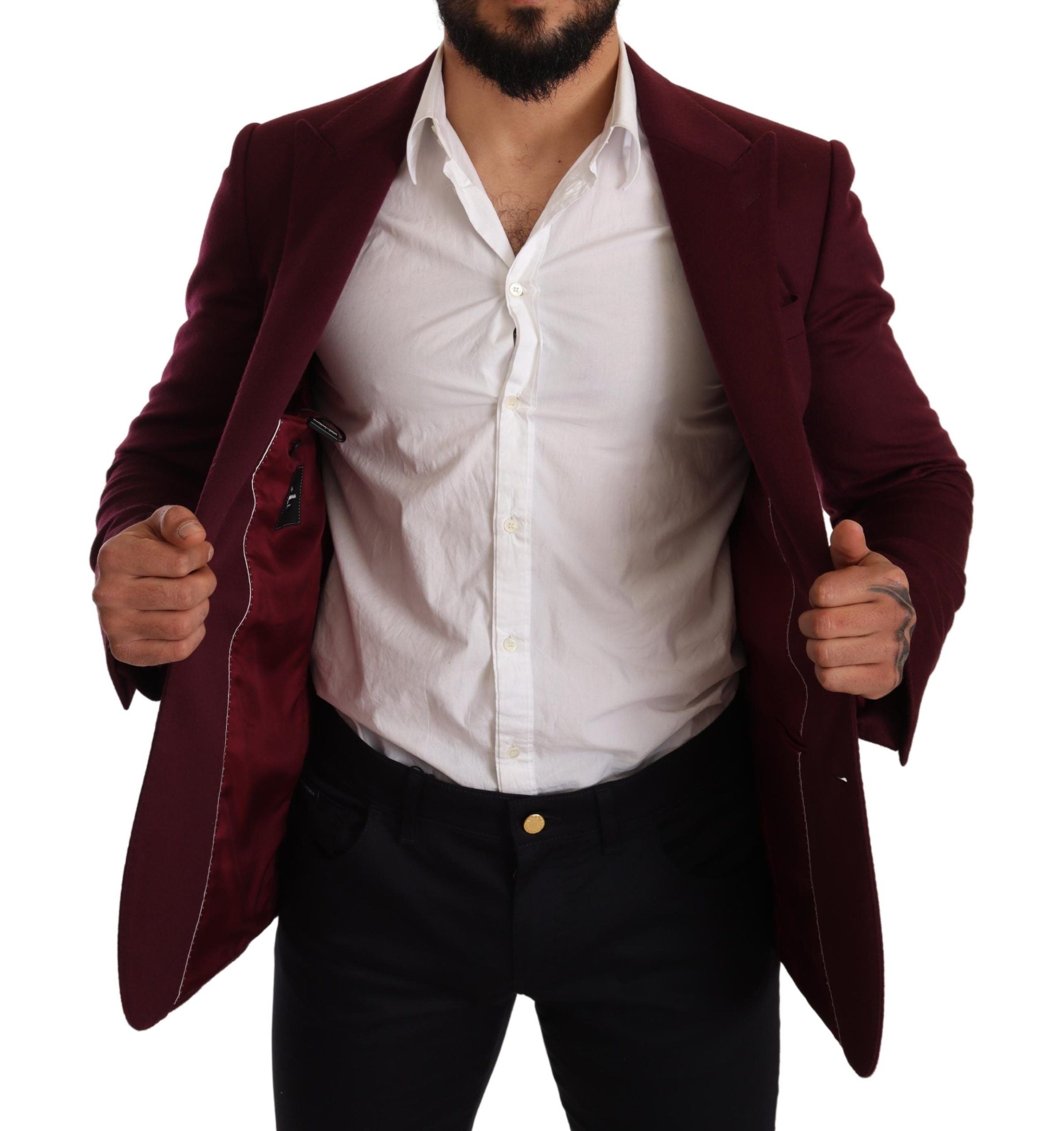 Dolce & Gabbana Kastanienbrauner Kaschmirmantel Slim Fit Jacke Blazer