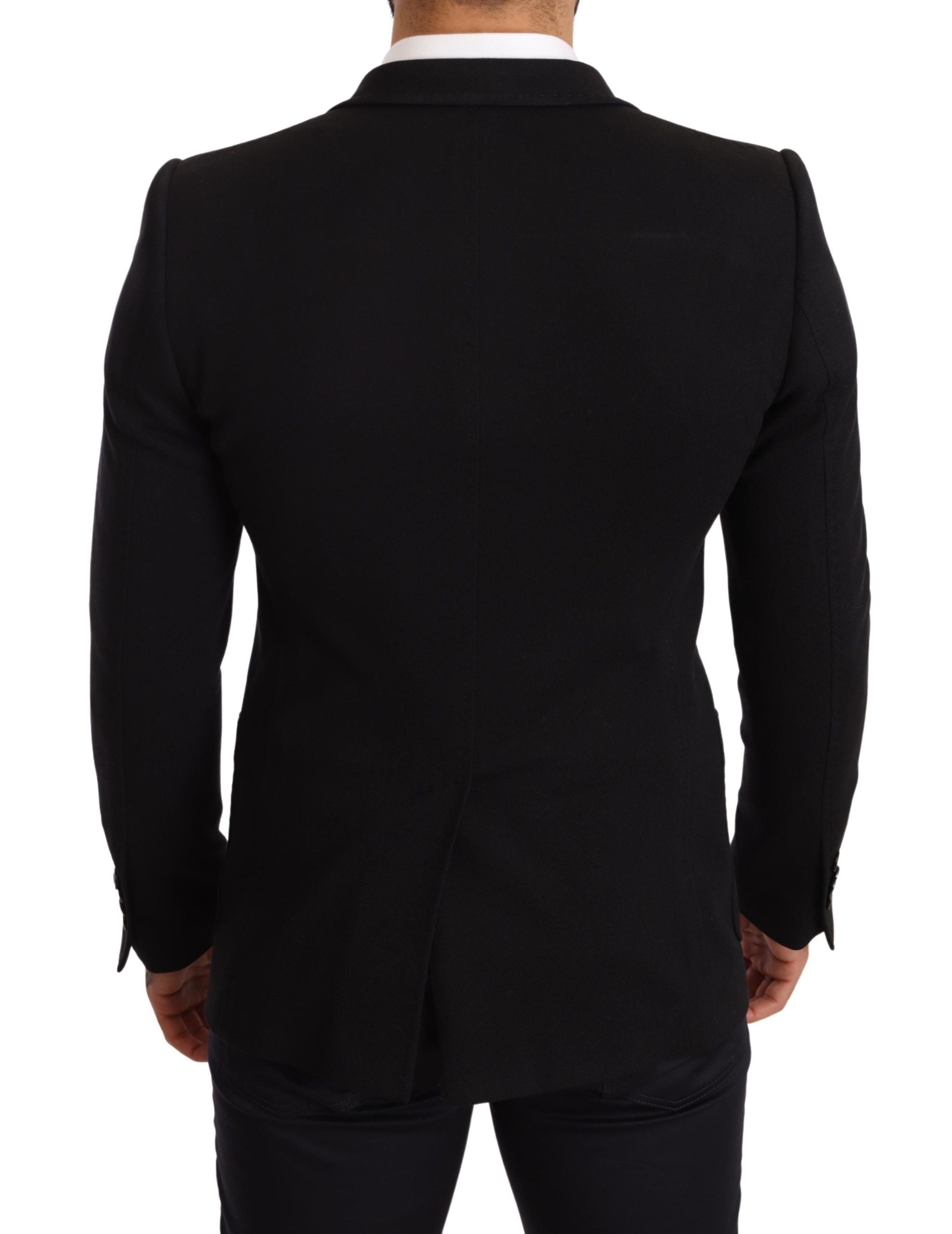 Dolce & Gabbana Schwarzer Baumwolle Slim Fit Mantel Jacke Blazer