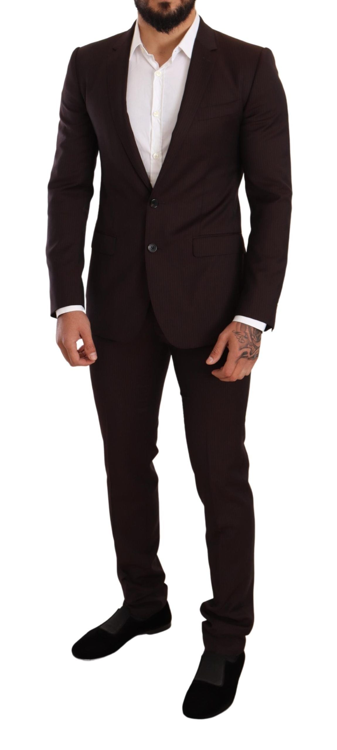 Dolce & Gabbana Bordeauxfarbener MARTINI Slim Fit Anzug aus Wolle