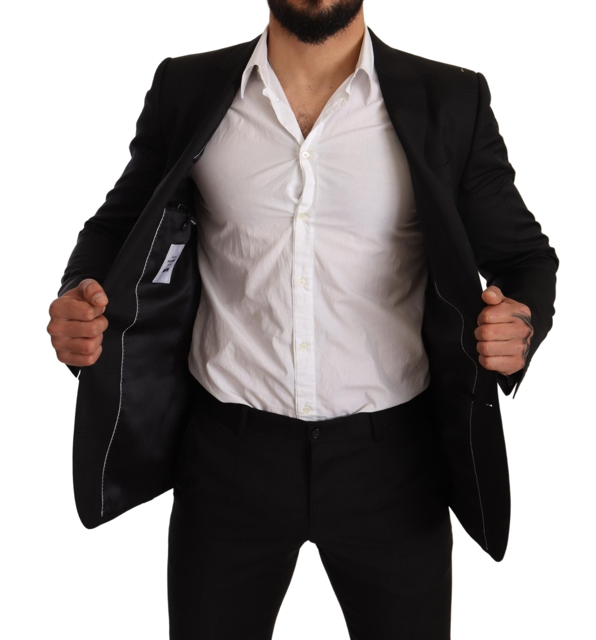 Dolce & Gabbana Schwarzer Karo-Anzug MARTINI SLIM FIT 2 Stück