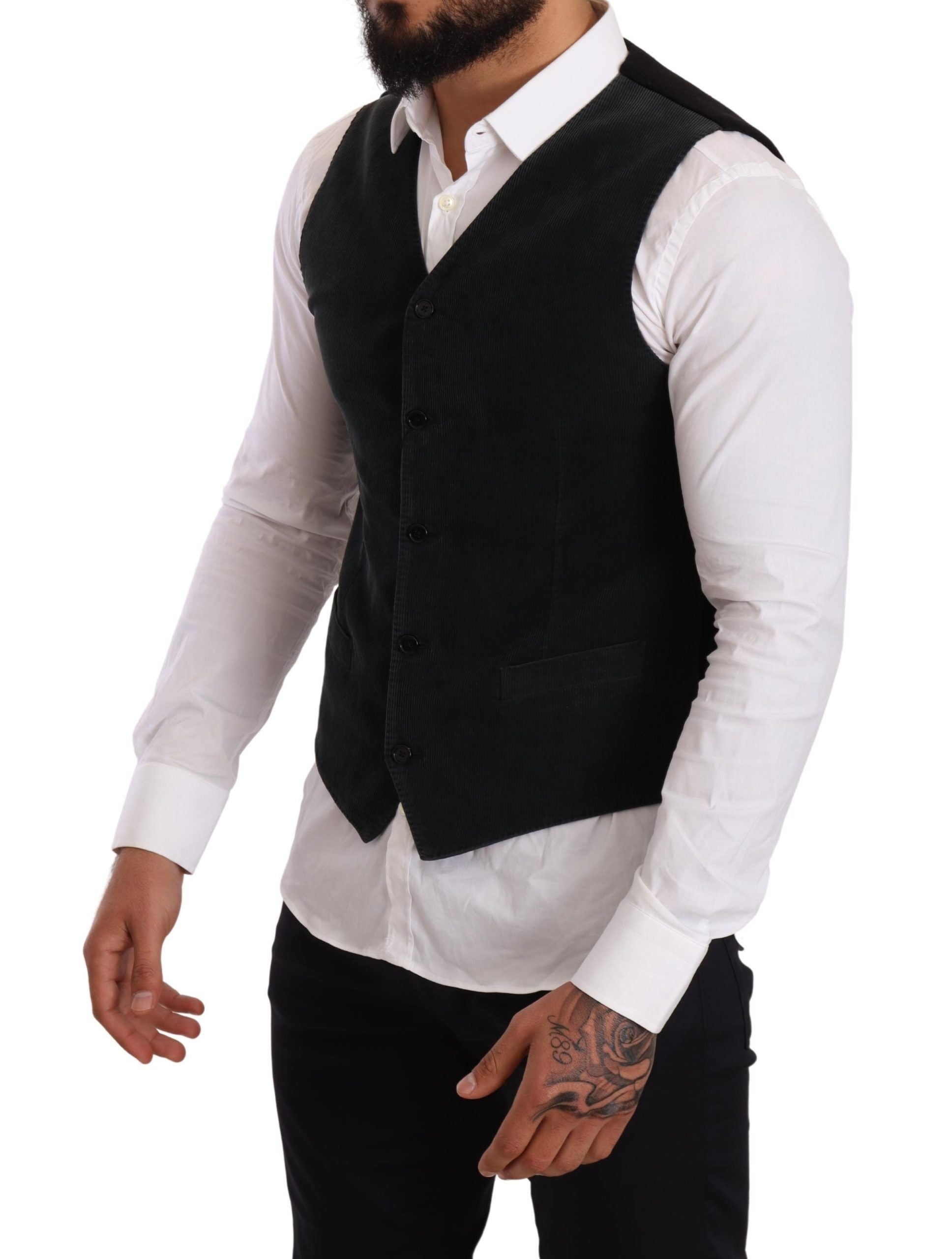 Dolce &amp; Gabbana black single-breasted cotton vest