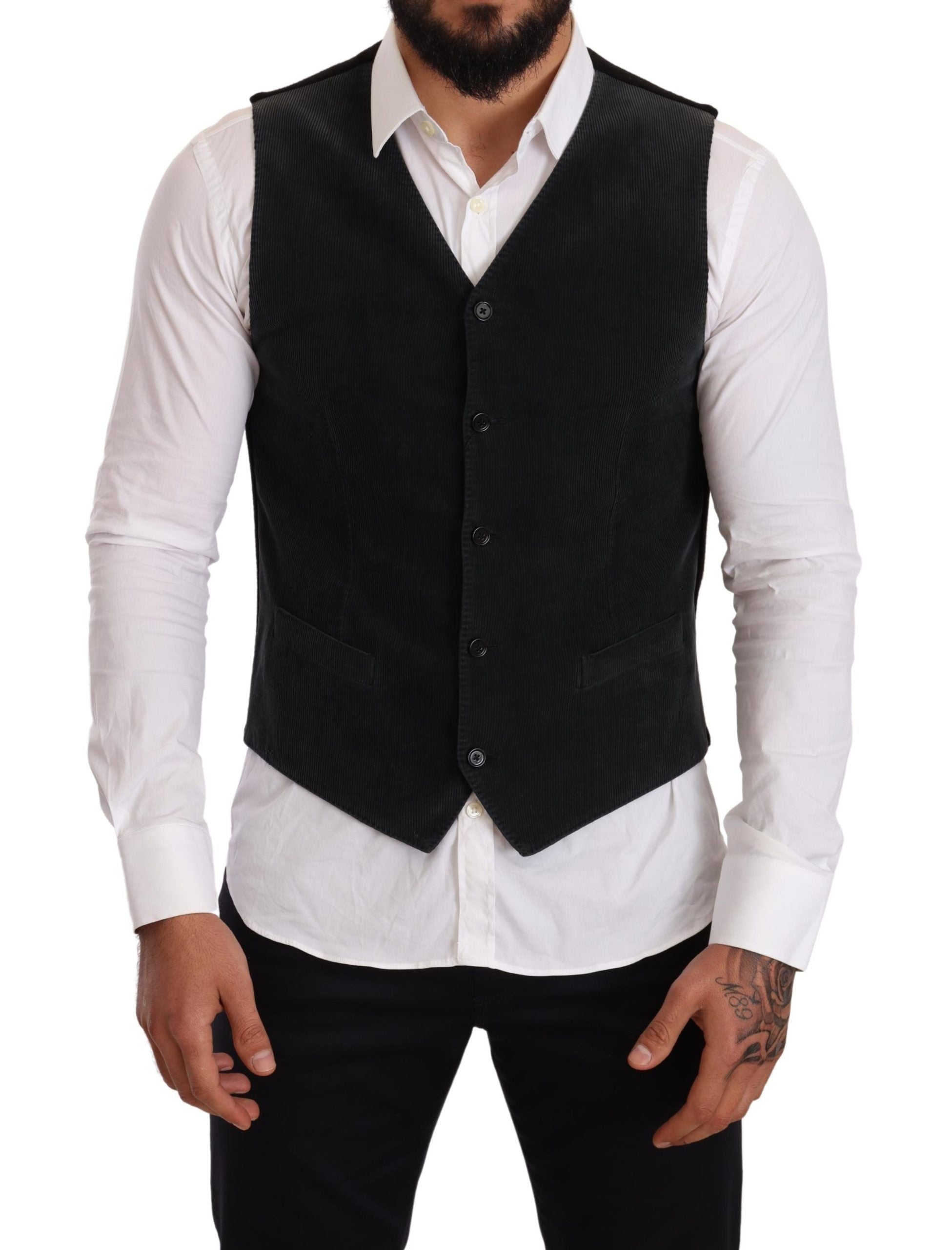Dolce &amp; Gabbana black single-breasted cotton vest