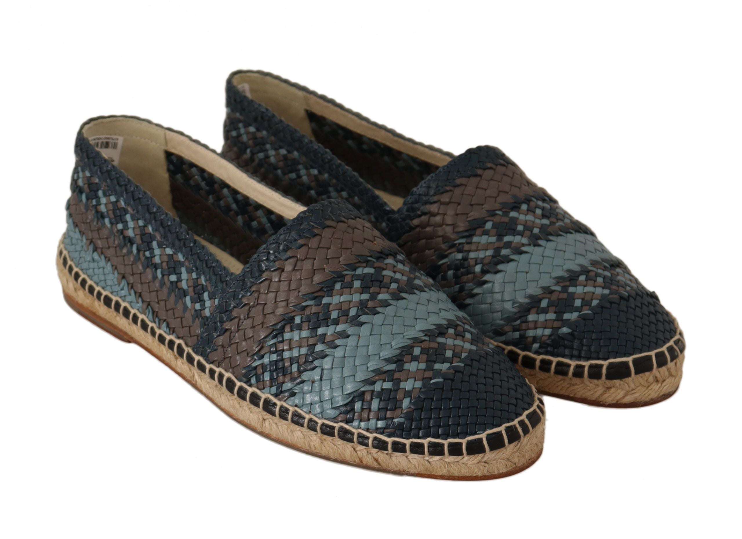 Dolce &amp; Gabbana Blue Gray Slip On Buffalo Espadrille Shoes