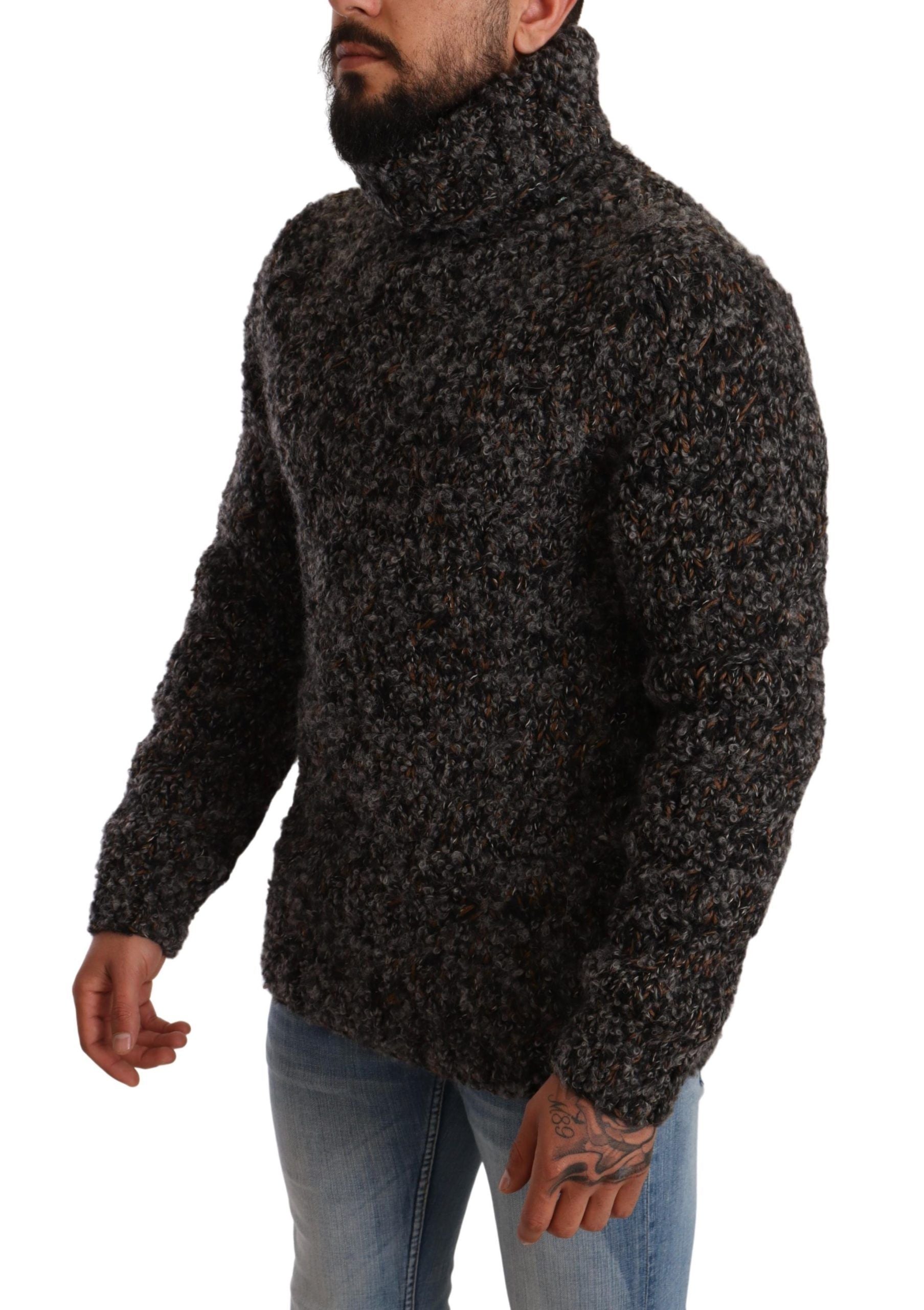 Dolce & Gabbana Grauer Rollkragenpullover aus Wollmischung
