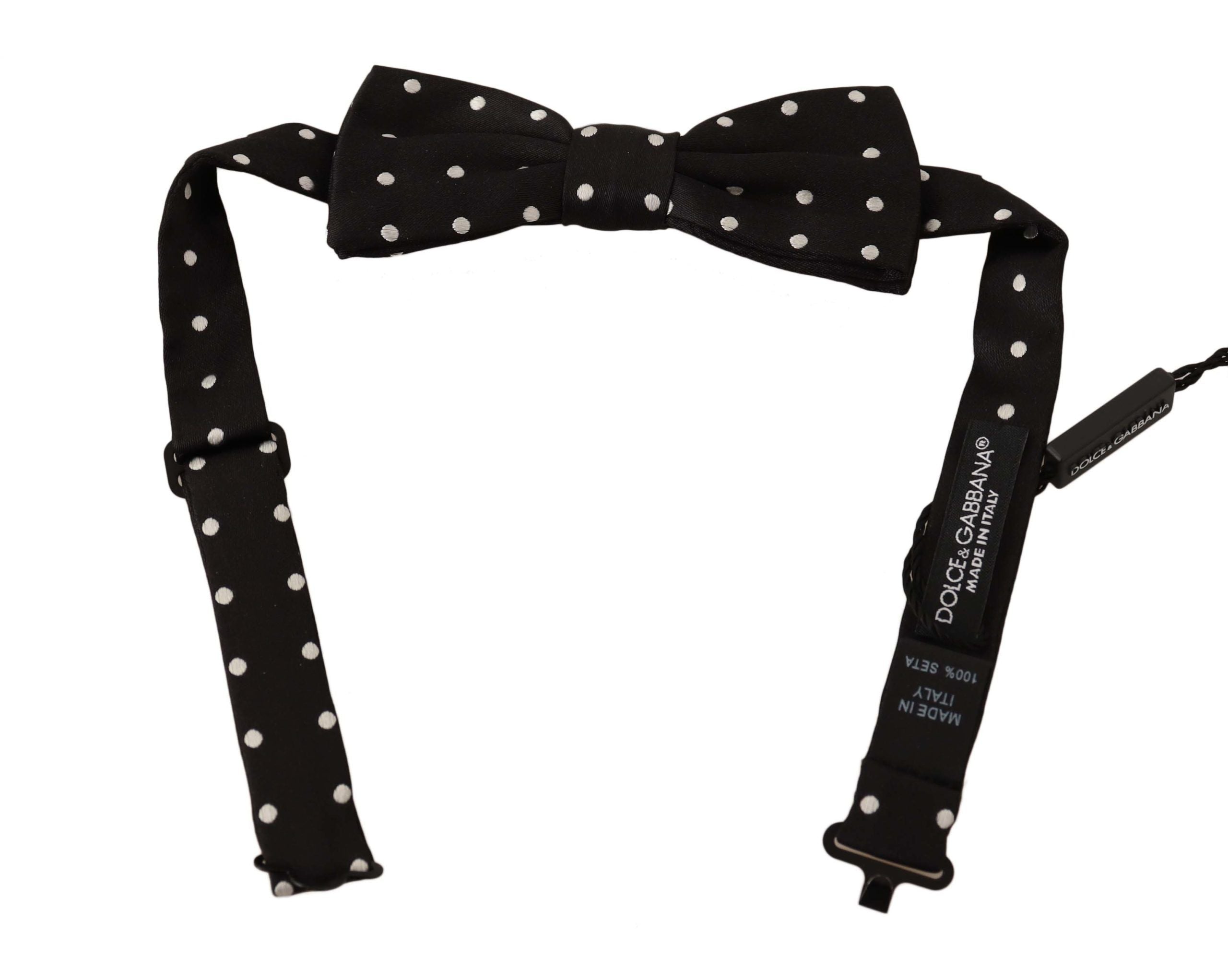 Dolce &amp; Gabbana Elegant black polka dot silk bow tie