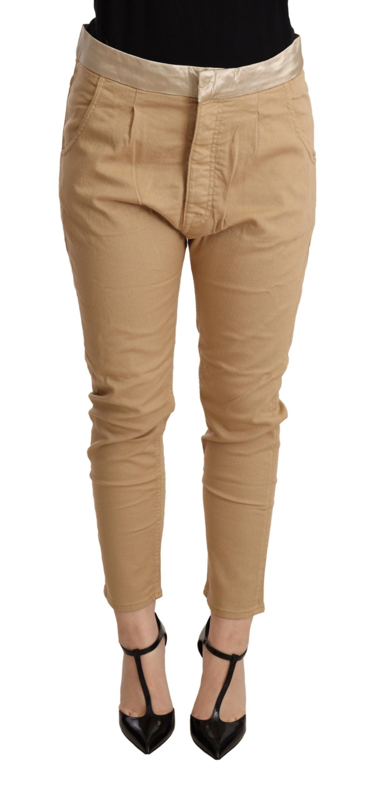CYCLE Beige Mittlere Taille Slim Fit Skinny Stretch-Hose