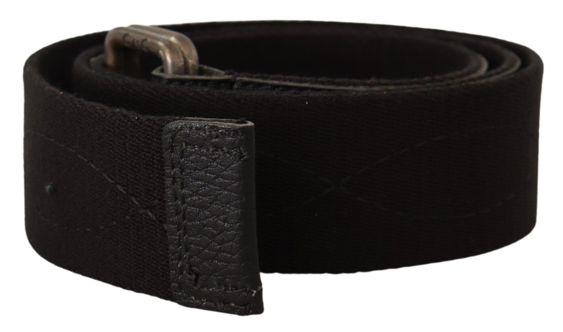 Costume National Black cotton belt with Ducati metal buckle