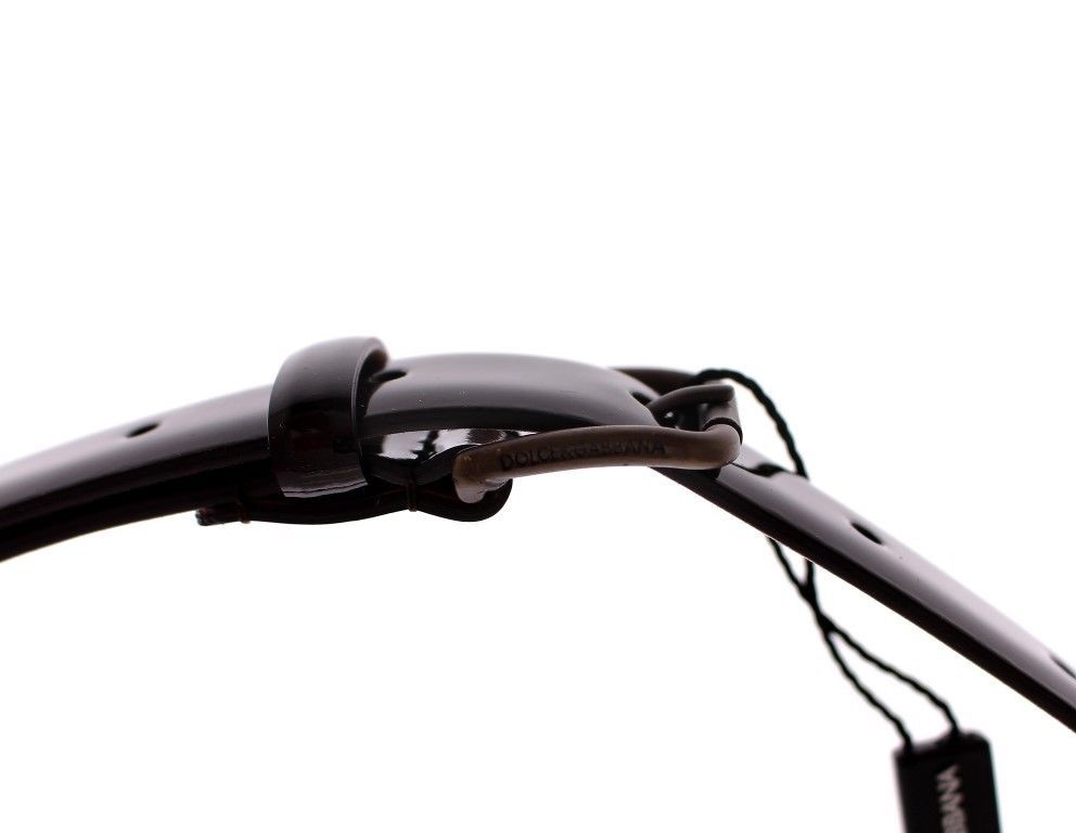 Dolce &amp; Gabbana Brown Leather Belt with Logo Cintura Belt