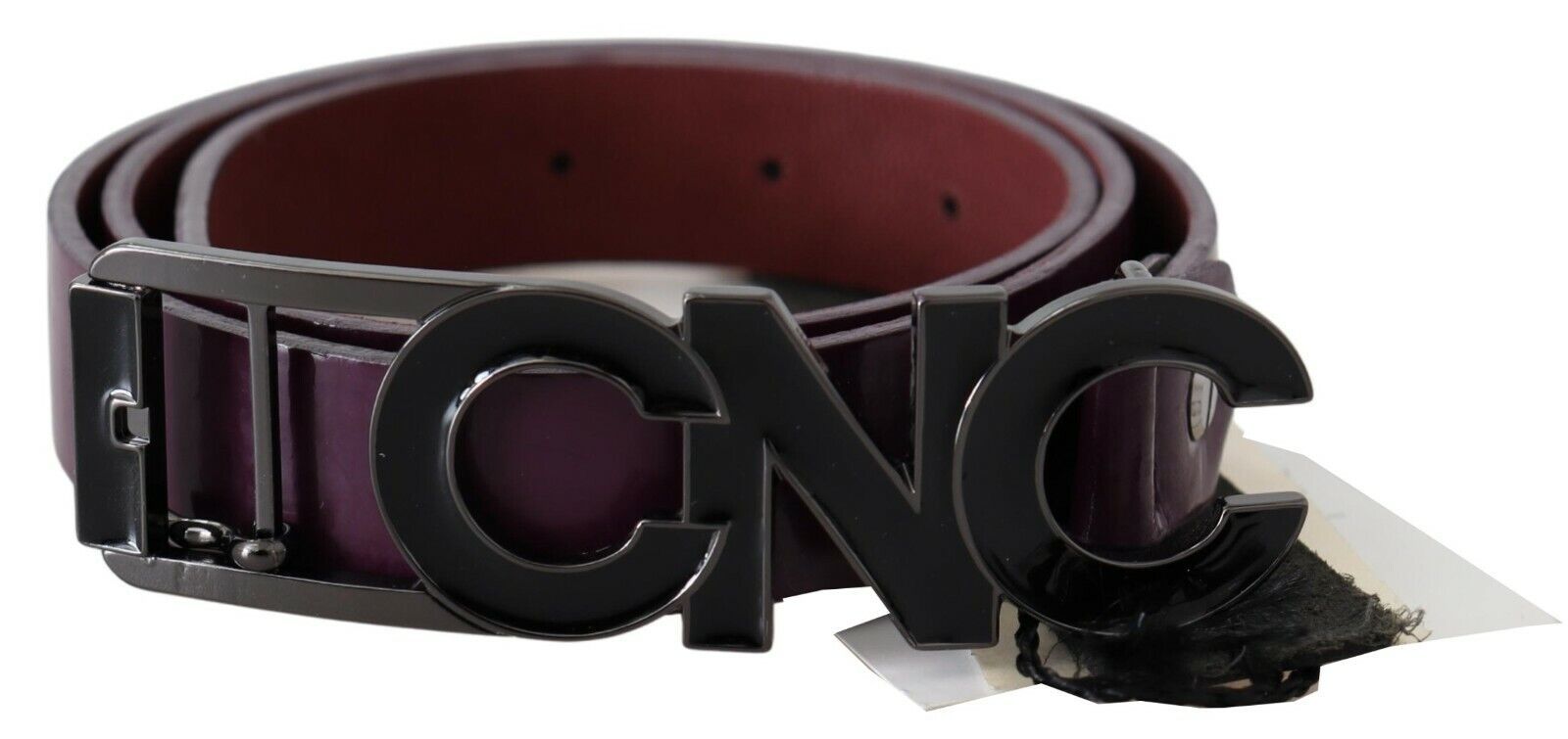 Costume National Brown Leather Big Logo Letter Buckle Belt