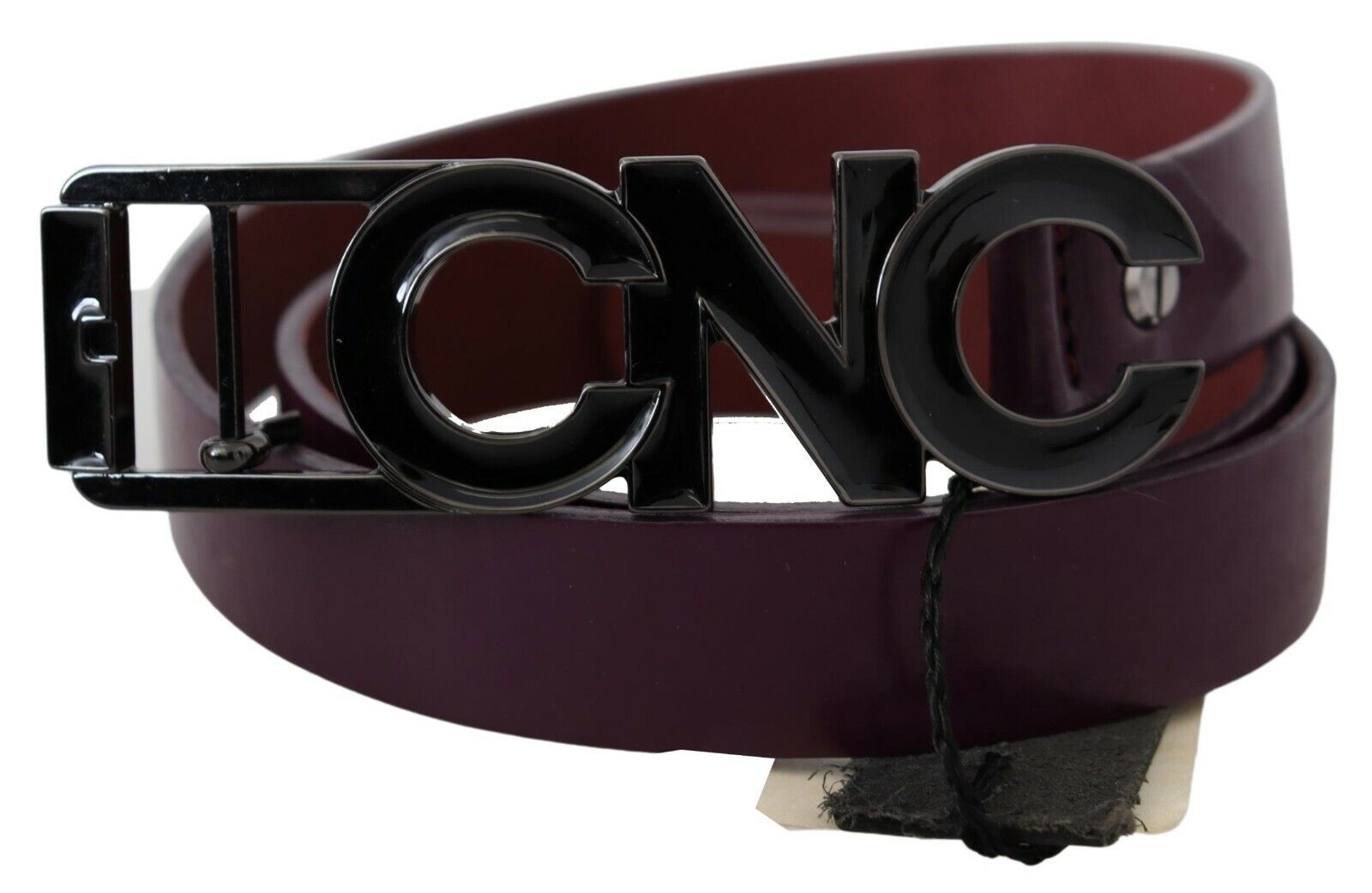 Costume National Brown Leather Big Logo Letter Buckle Belt