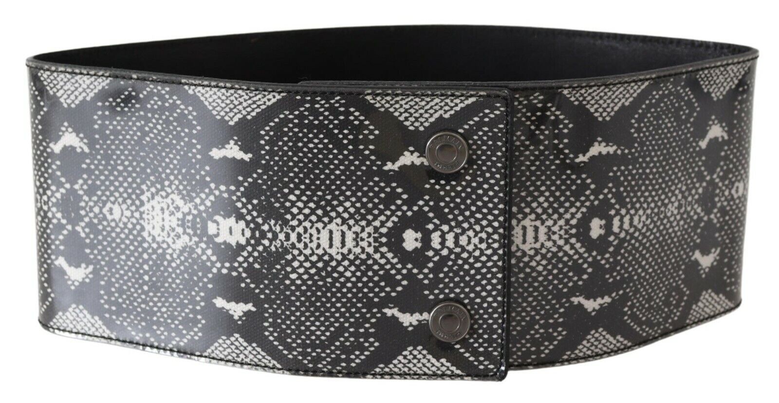 Ermanno Scervino Black wide leather waist belt in snakeskin design