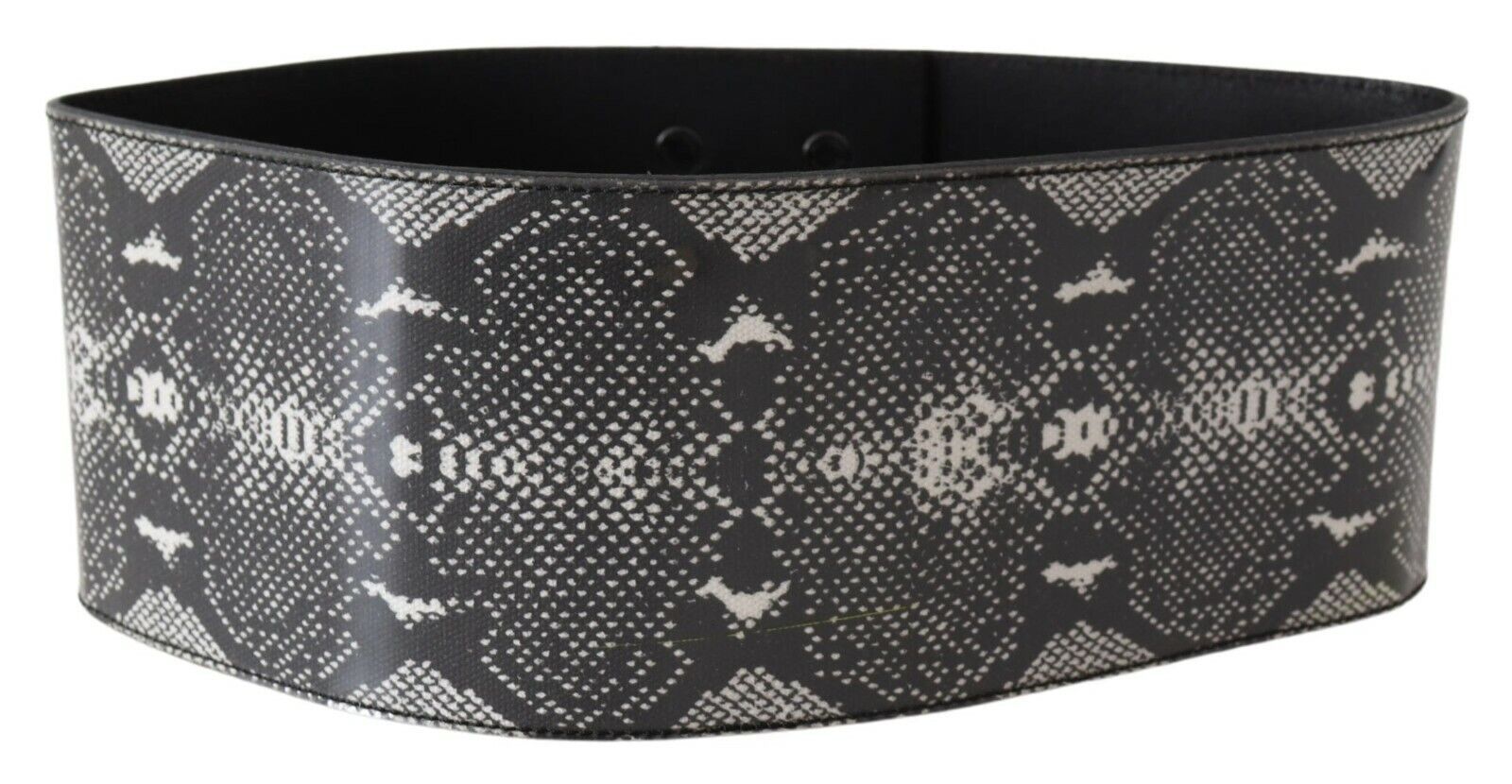 Ermanno Scervino Black wide leather waist belt in snakeskin design