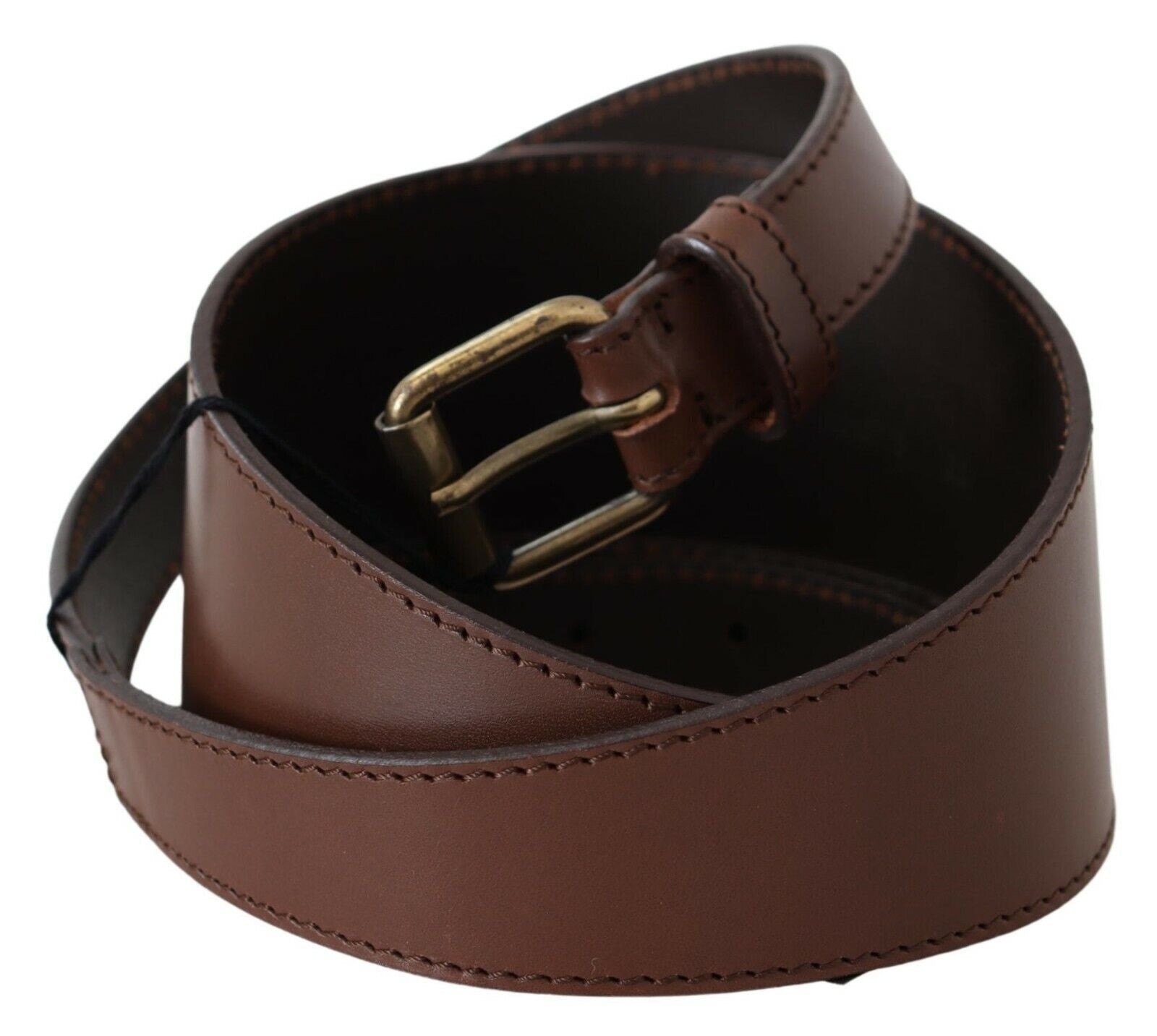 PLEIN SUD brown genuine leather belt with rustic metal buckle