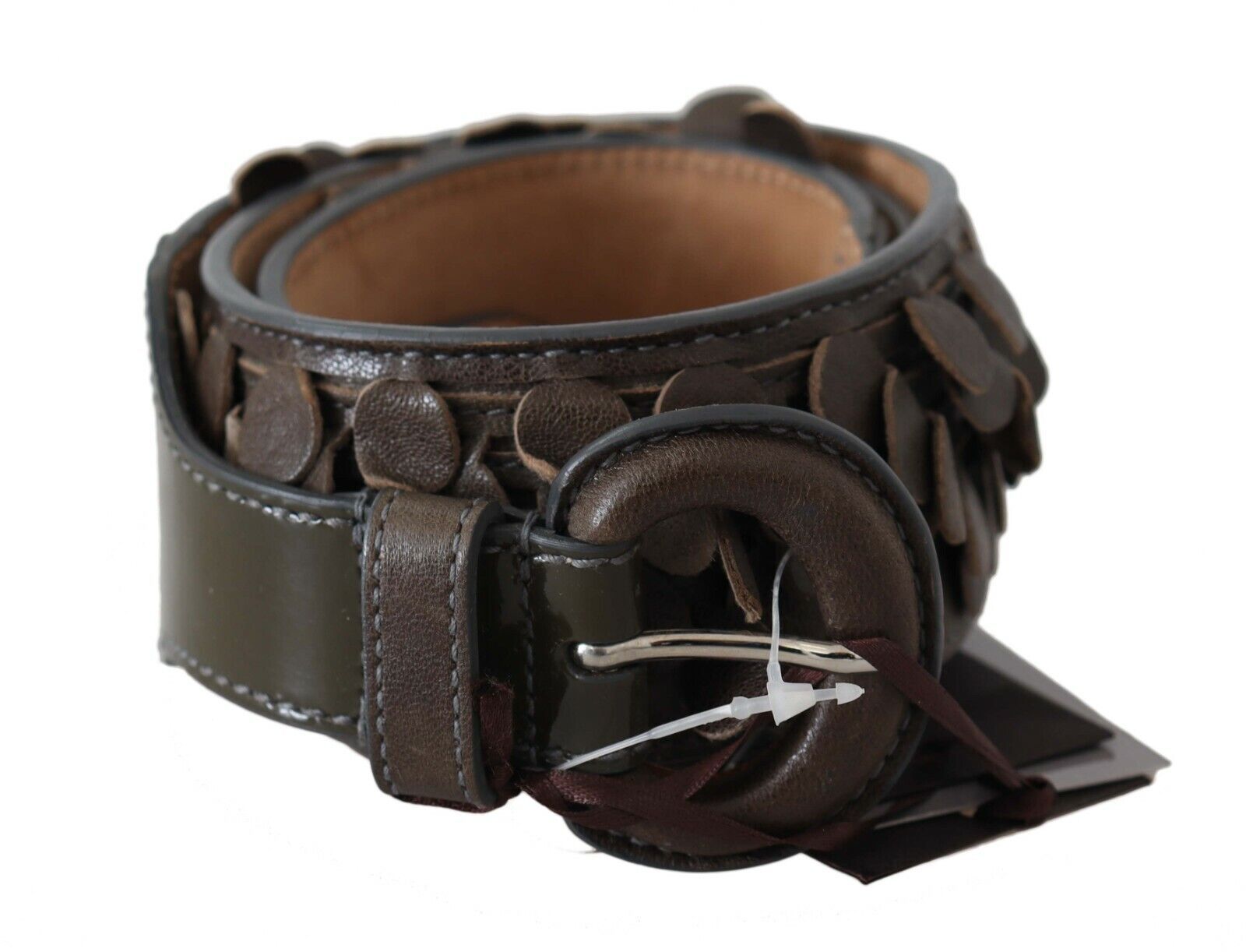 Ermanno Scervino dark brown leather belt with round buckle
