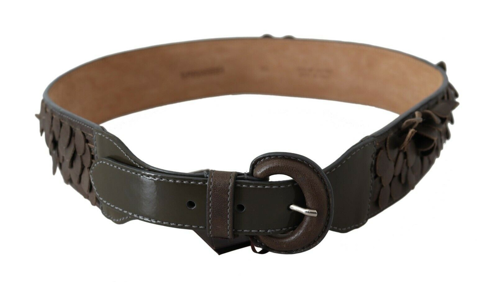 Ermanno Scervino dark brown leather belt with round buckle
