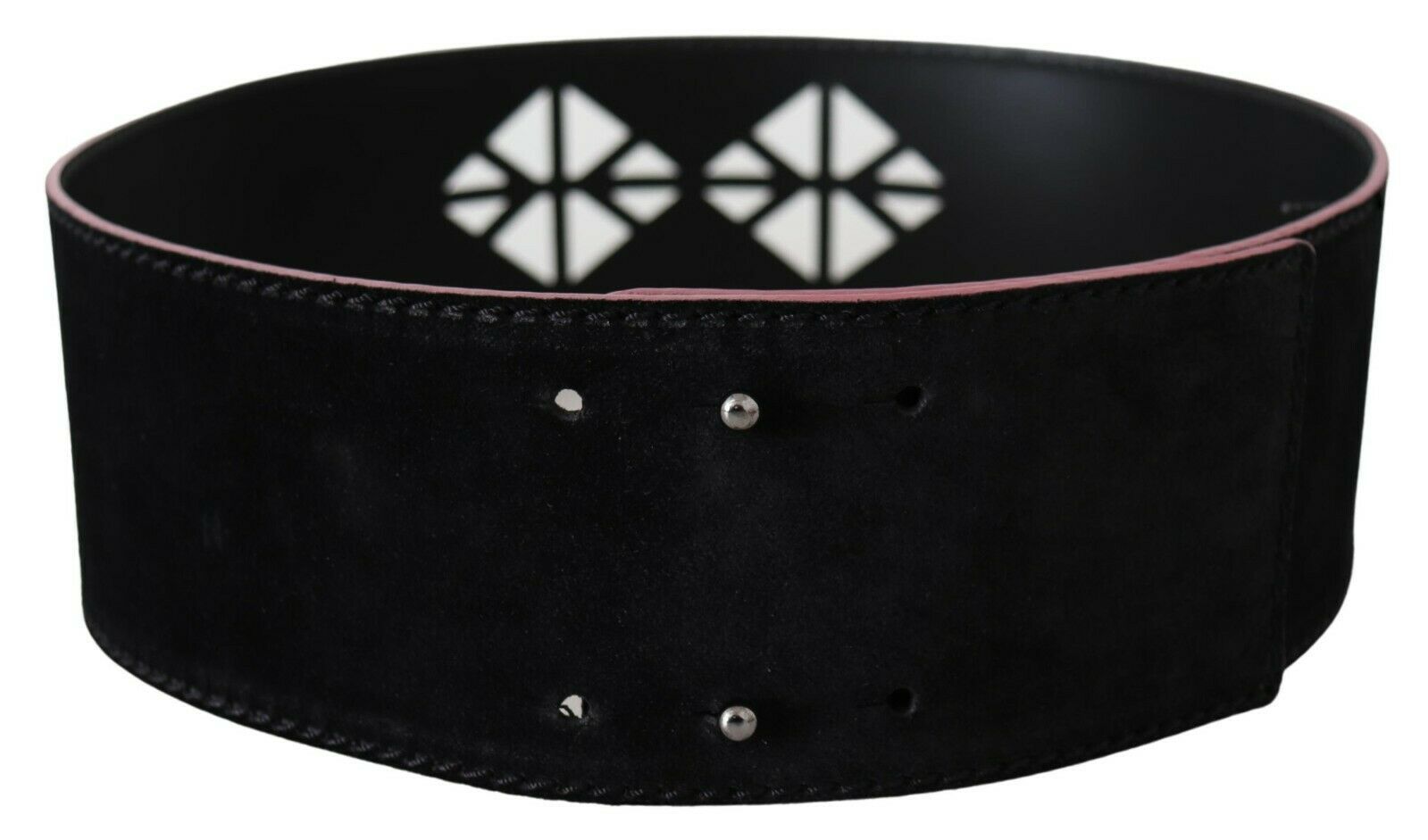 Costume National Black Wide Leather Belt with Studs for Women