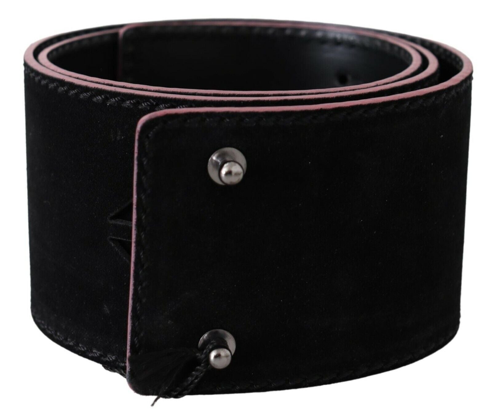 Costume National Black Wide Leather Belt with Studs for Women